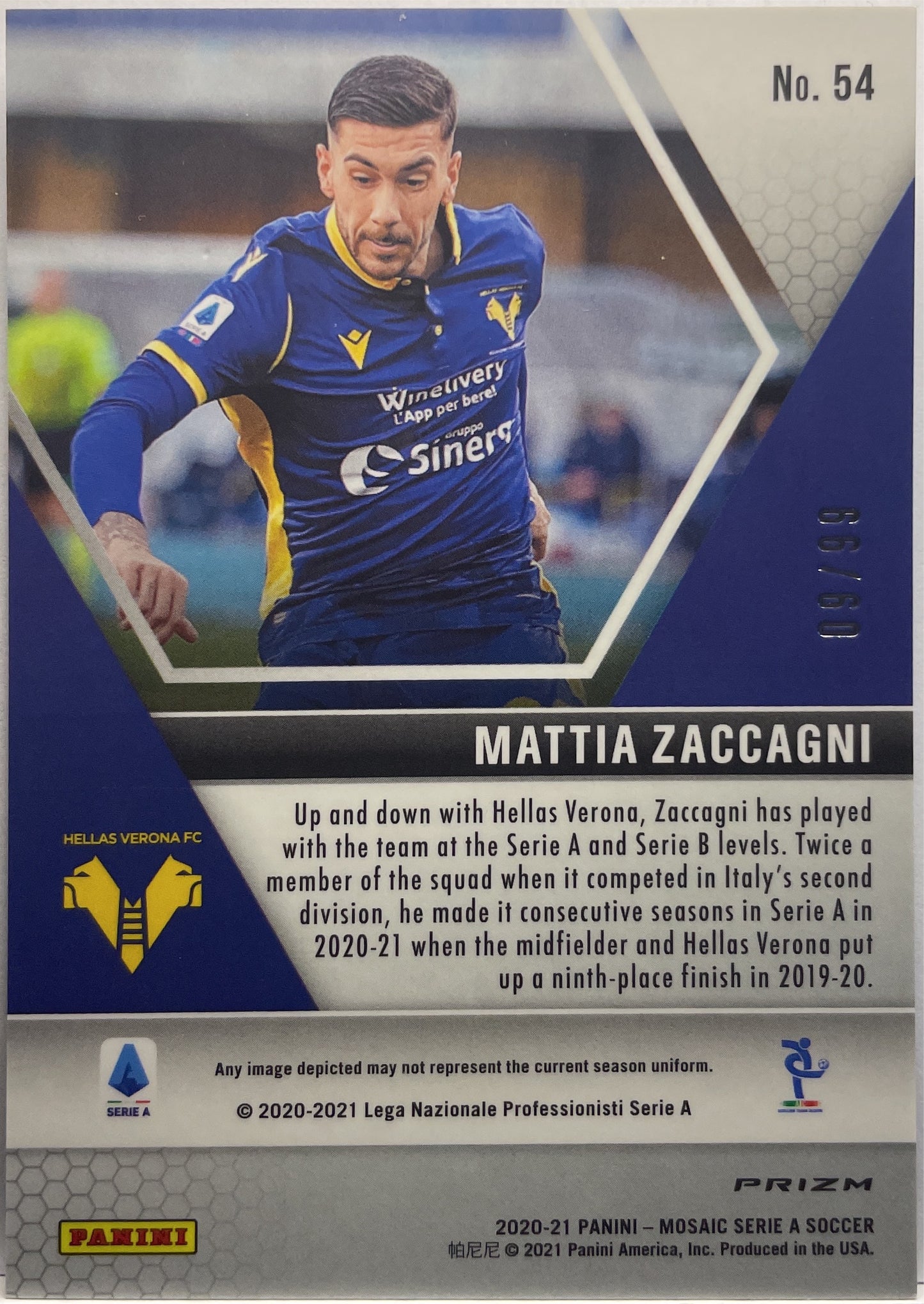 Mattia Zaccagni 9/99 Rookie Blue Mosaic Serie A 2020/21