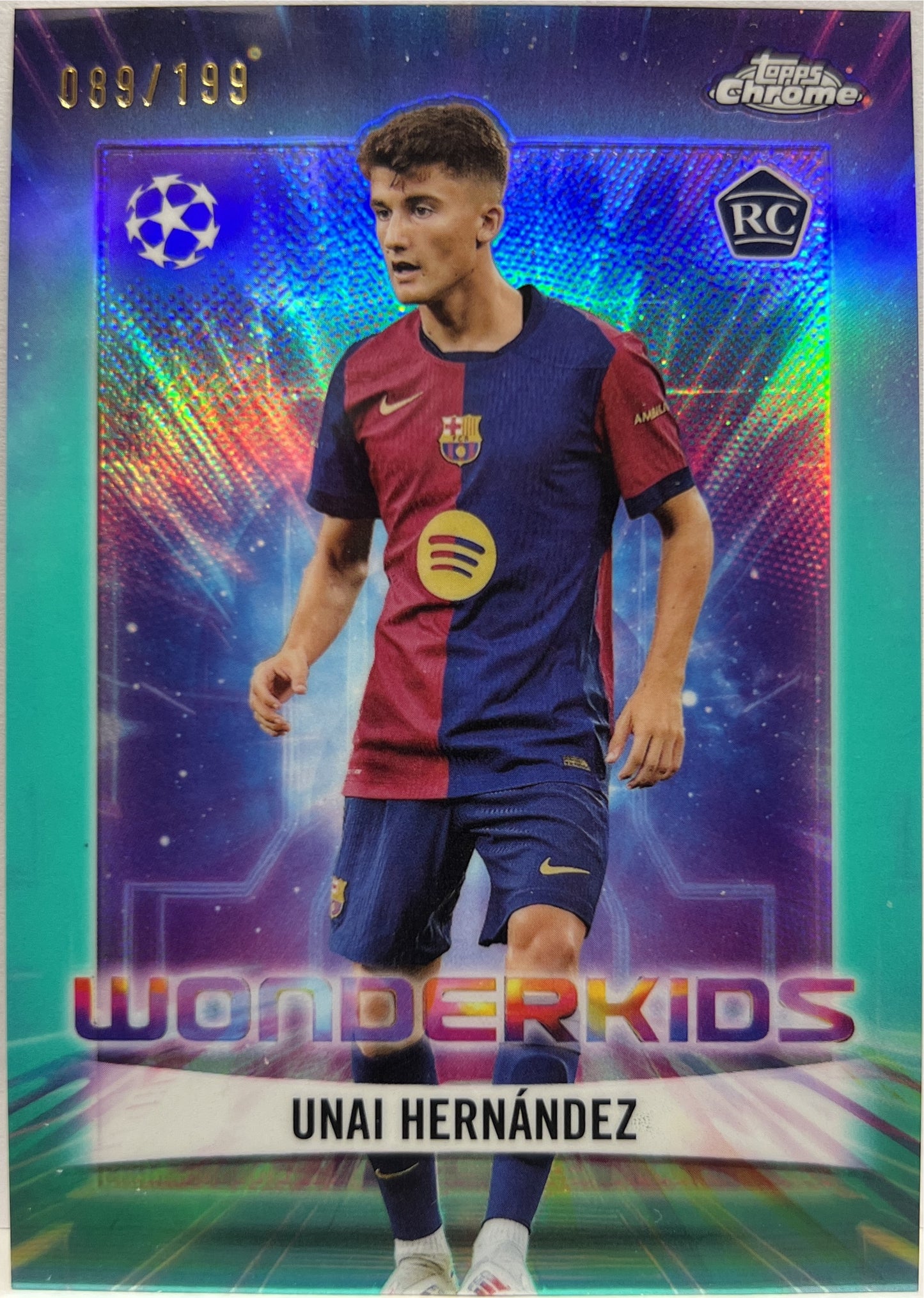 Unai Hernandez 89/199 Rookie Wonderkids Aqua Topps Chrome UCC 2024/25