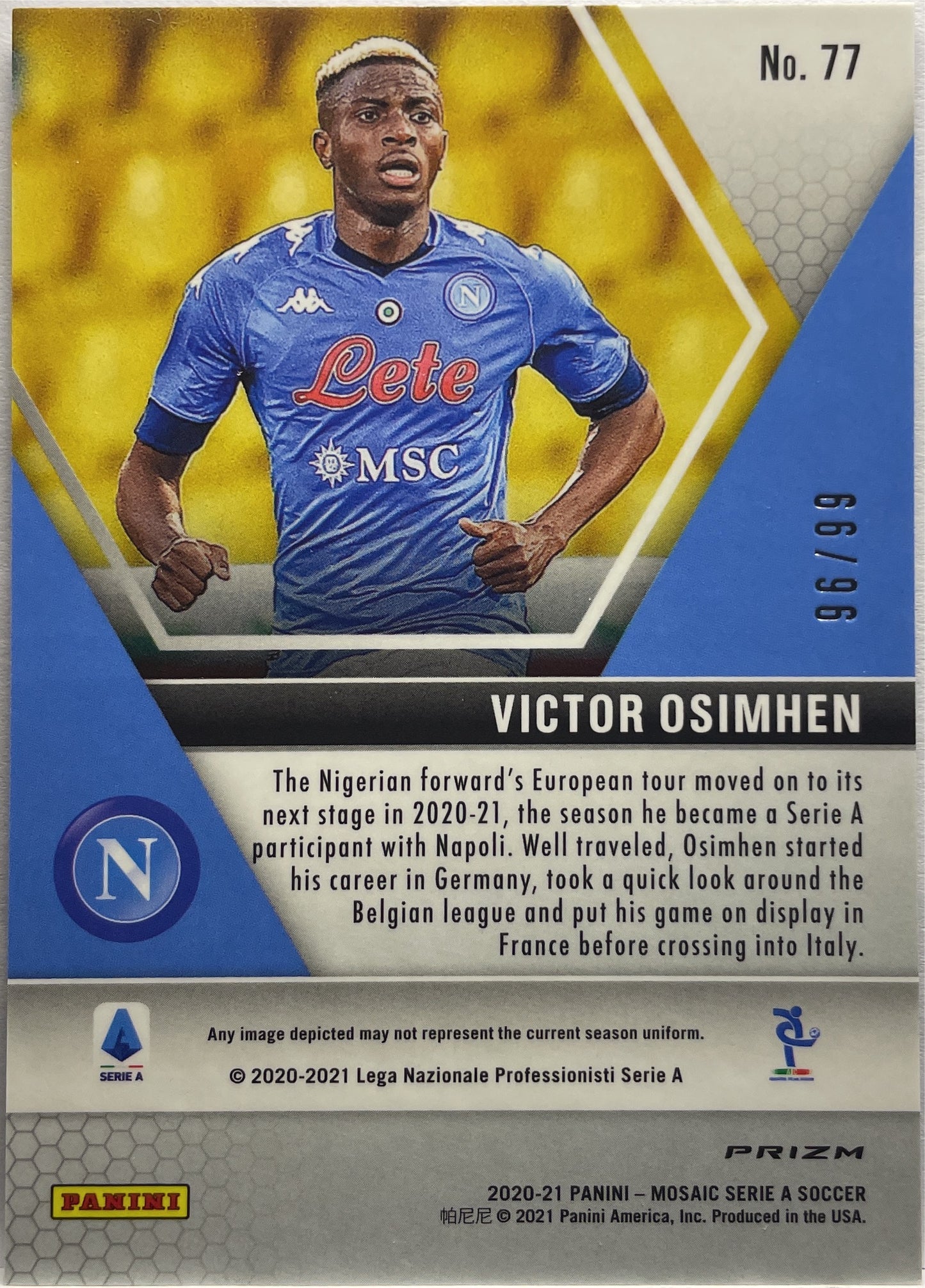 Victor Osimhen 96/99 Rookie Blue Mosaic Serie A 2020/21