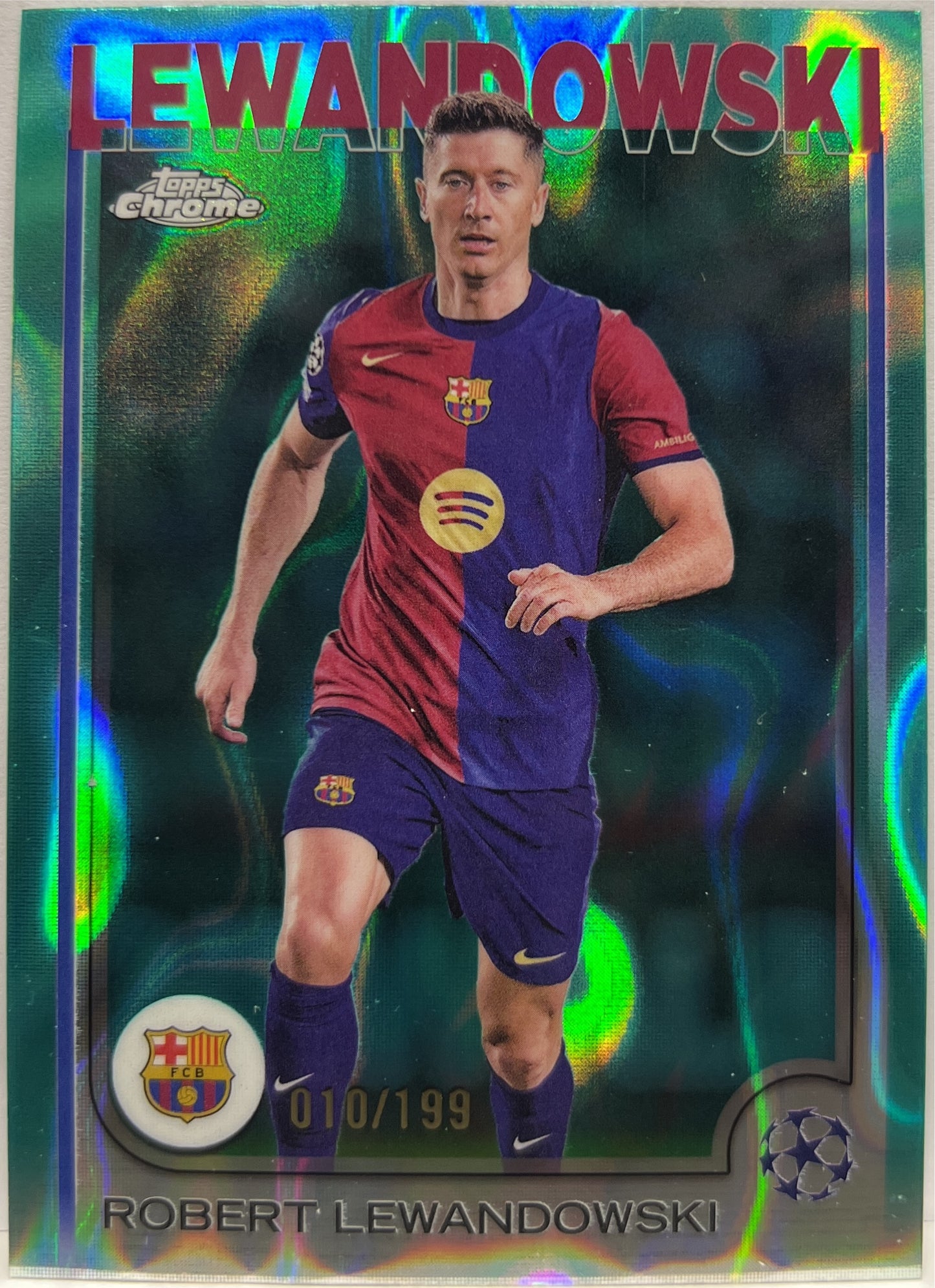 Robert Lewandovski 10/199 Aqua Lava Topps Chrome UCC 2024/25