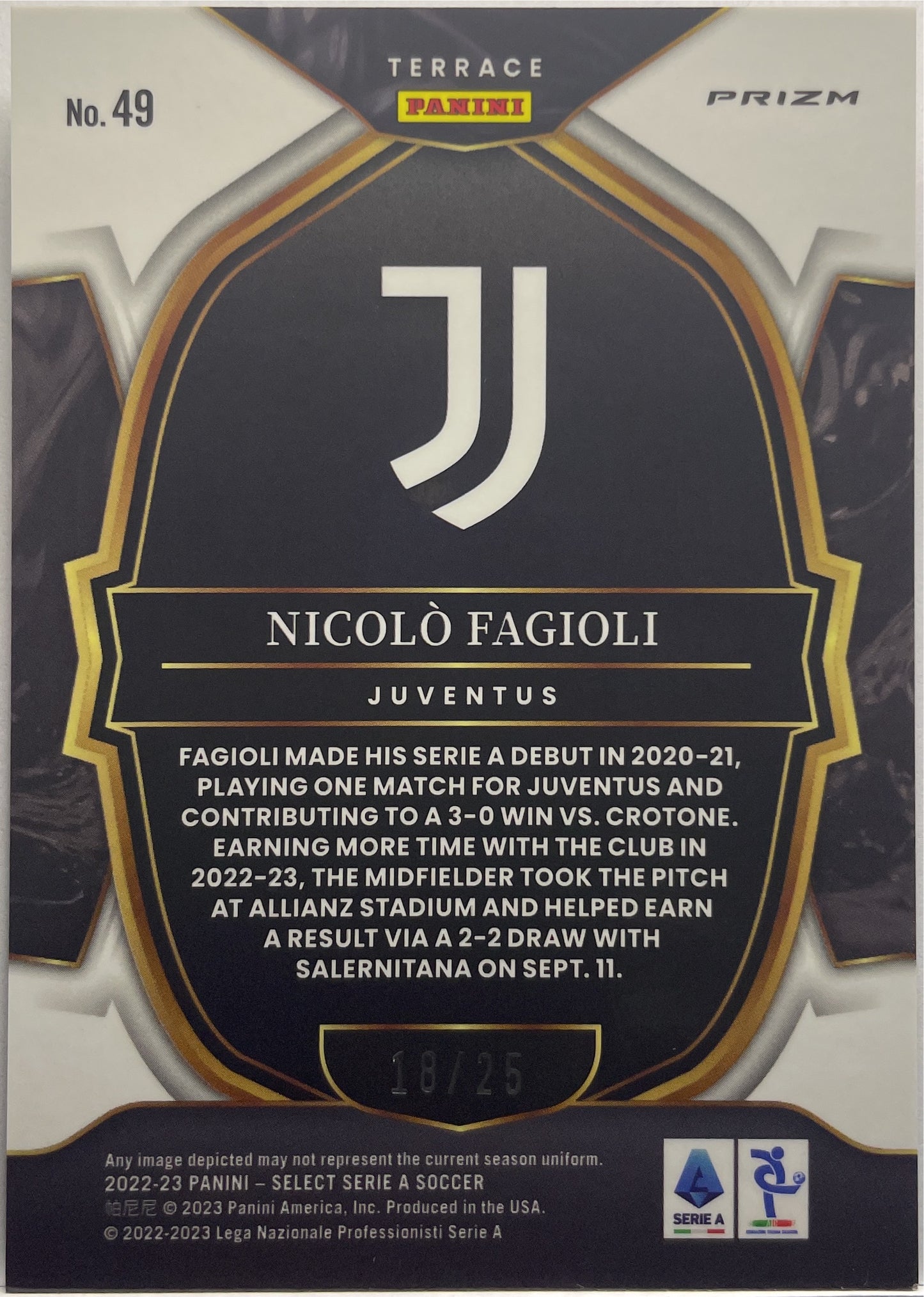 Nicolo Fagioli 18/25 Rookie Select Serie A 2022/23