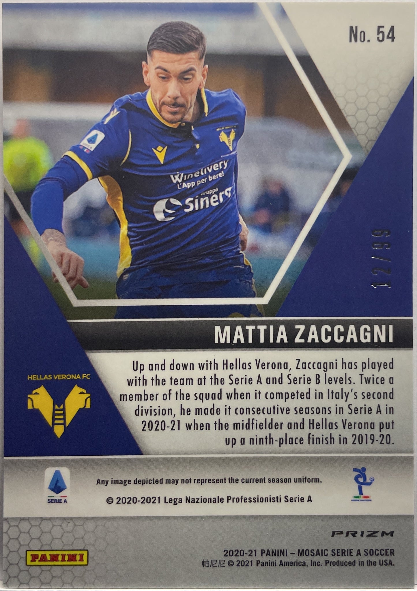 Mattia Zaccagni 12/99 Rookie Blue Mosaic Serie A 2020/21