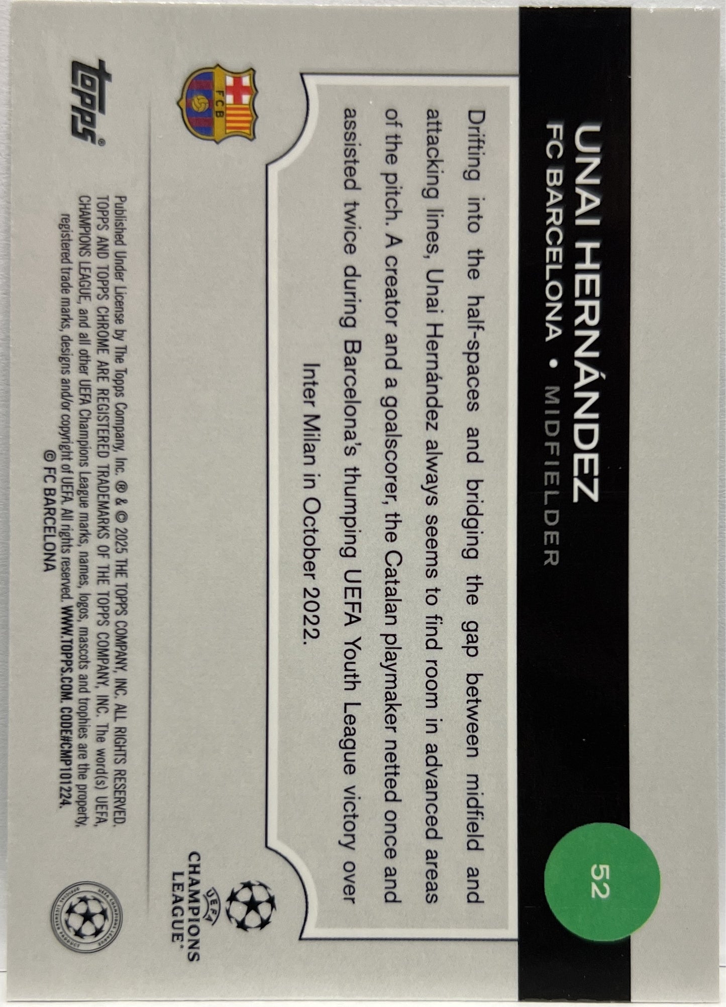 Unai Hernandez 171/199 Rookie Aqua Topps Chrome UCC 2024/25