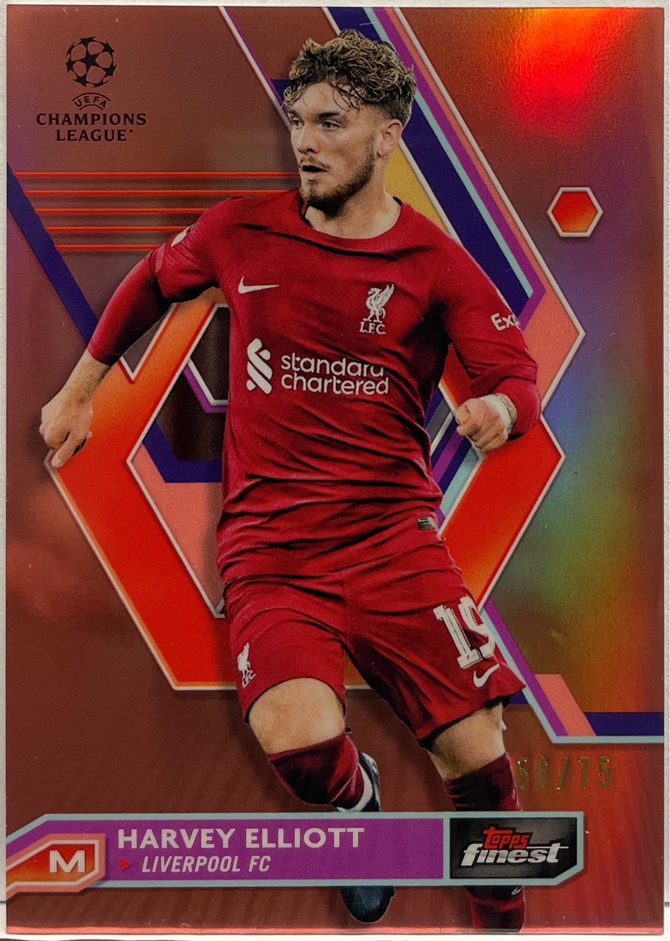Harvey Elliott 56/75 Rose Gold Topps Finest UCC 2022/23