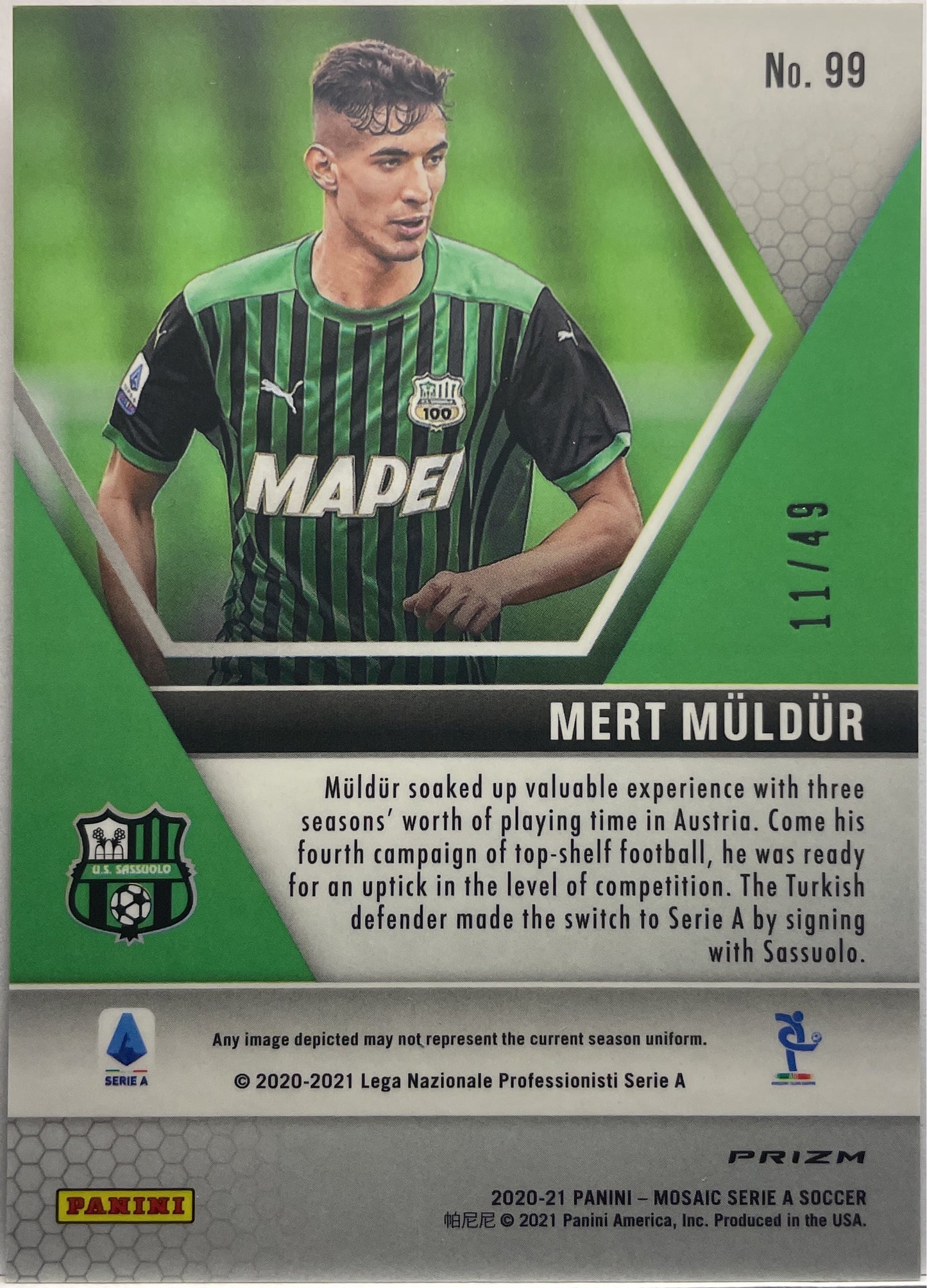 Mert Muldur 11/49 Rookie Purple Mosaic Serie A 2020/21