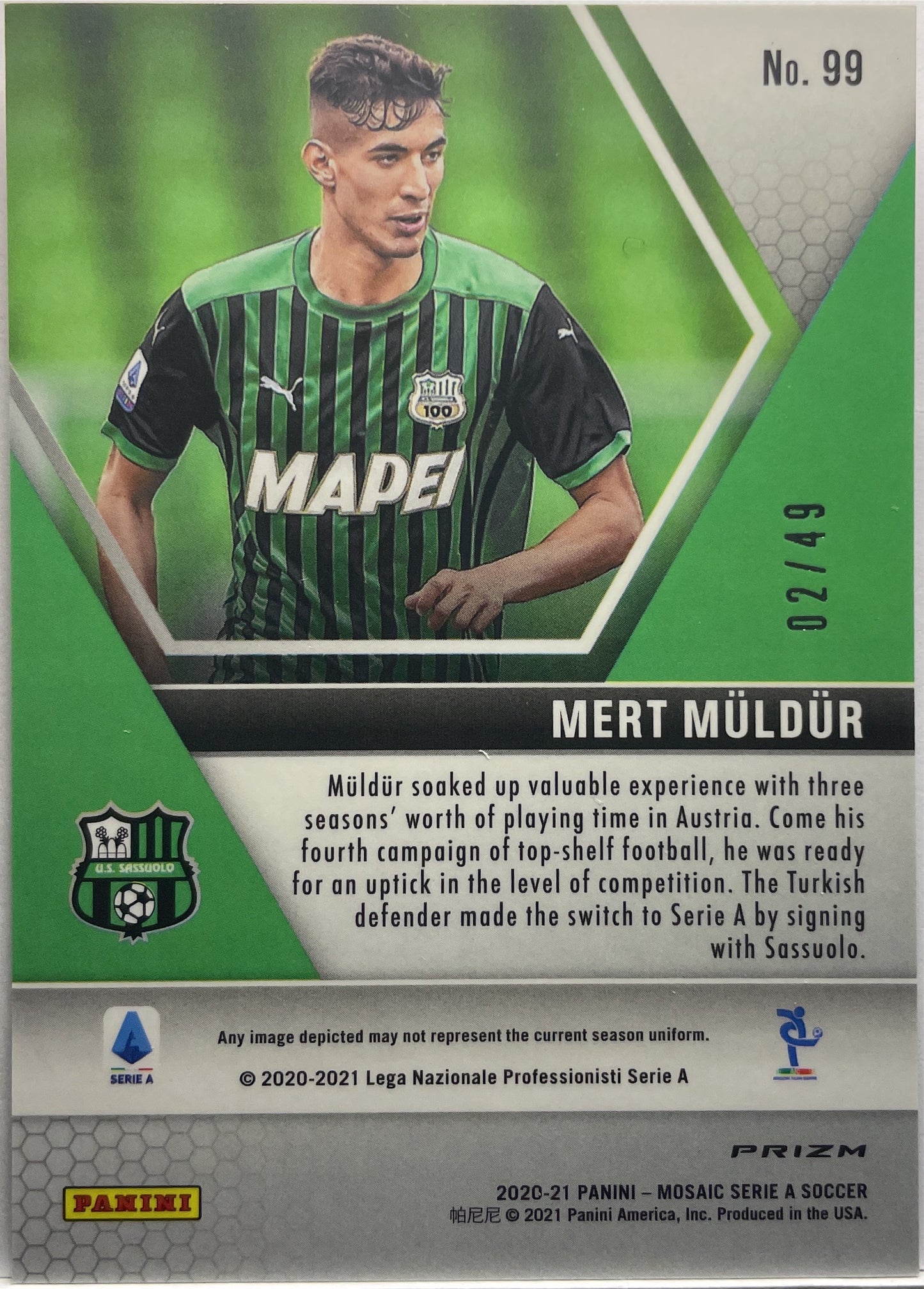 Mert Muldur 2/49 Rookie Purple Mosaic Serie A 2020/21