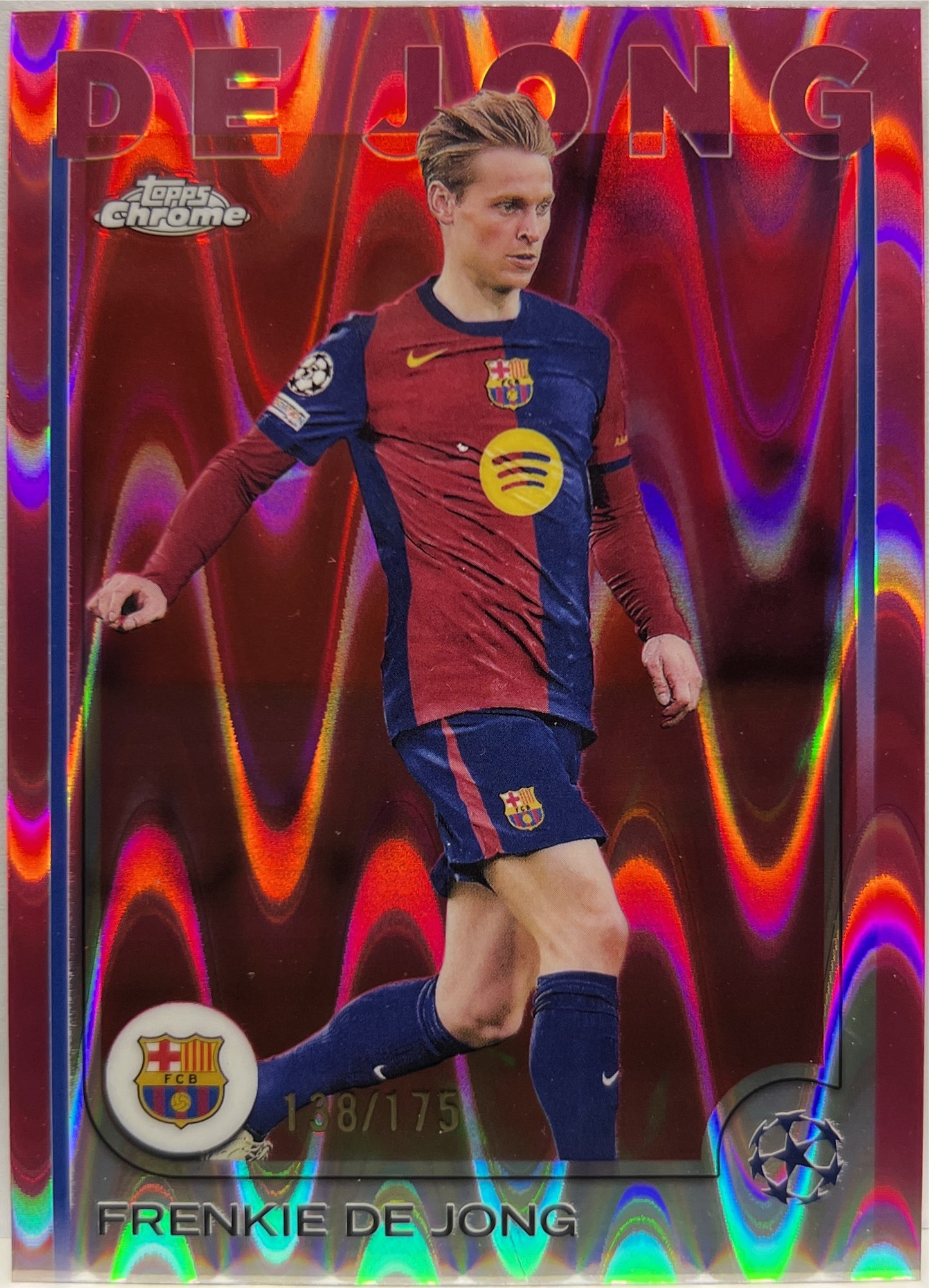 Frenkie De Jong 138/175 Neon Pink RayWave Topps Chrome UCC 2024/25