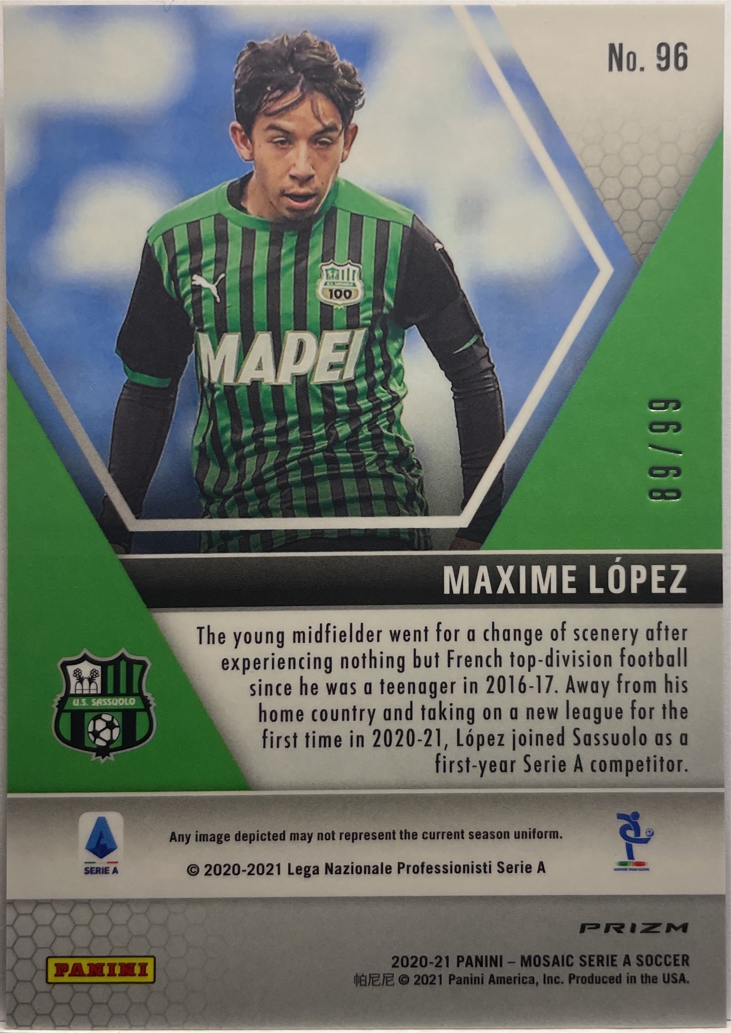 Maxime Lopez 89/99 Rookie Blue Mosaic Serie A 2020/21