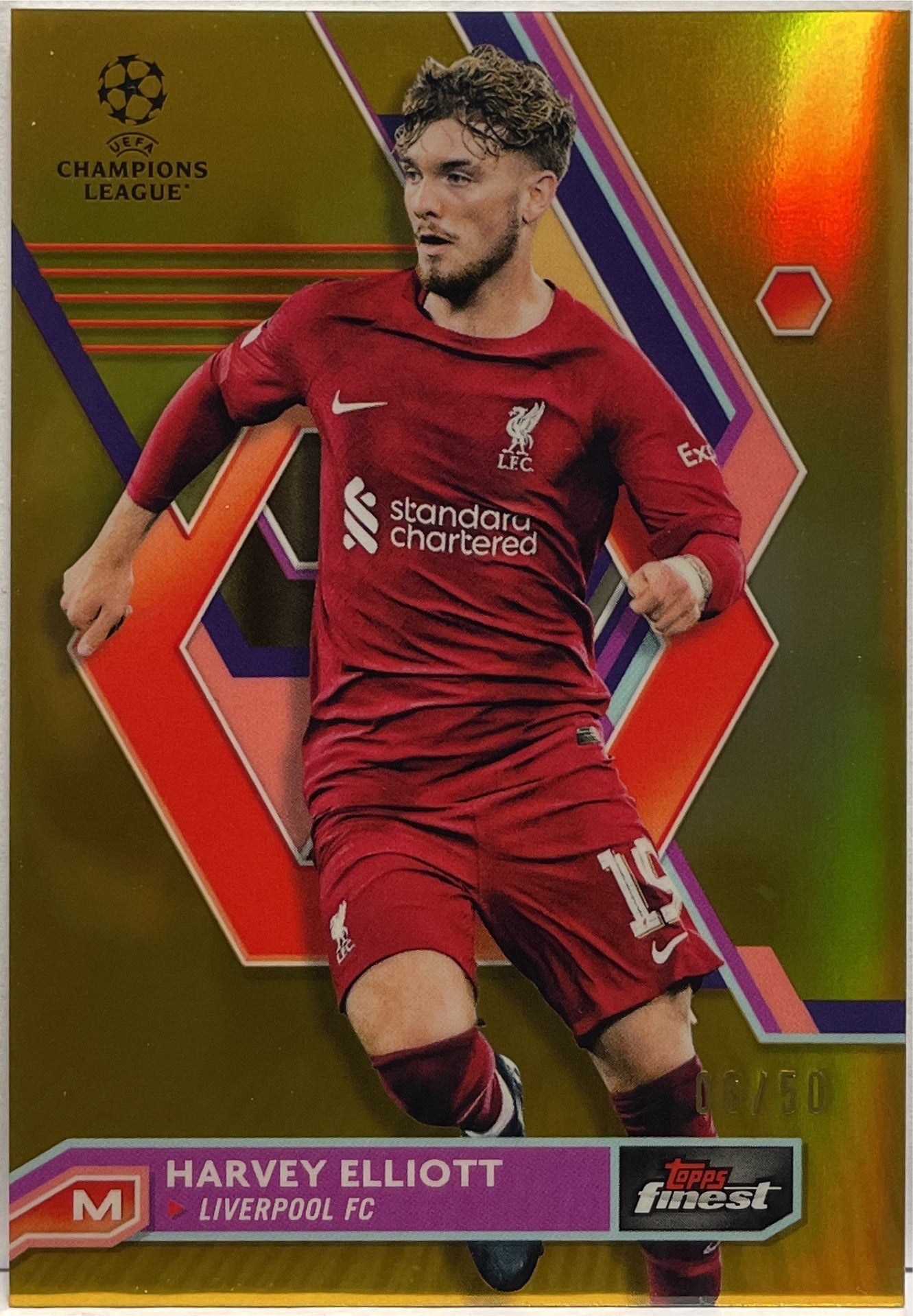 Harvey Elliott 6/50 Gold Topps Finest UCC 2022/23