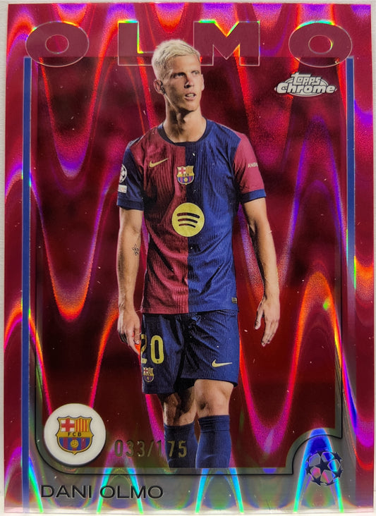 Dani Olmo 33/175 Neon Pink RayWave Topps Chrome UCC 2024/25