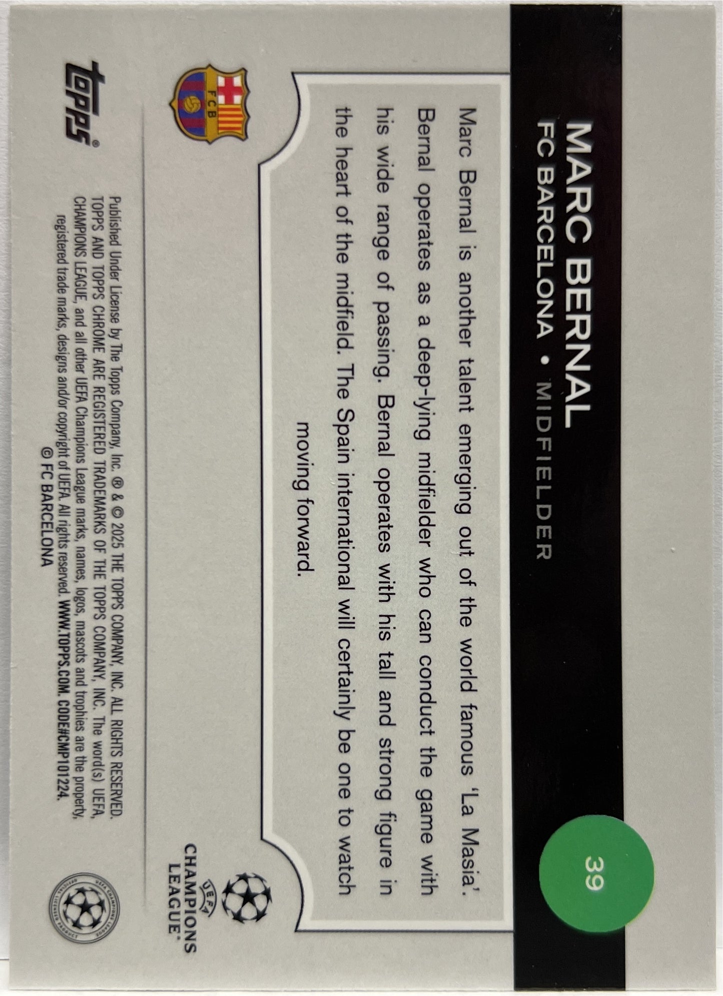 Marc Bernal 165/225 Rookie Night Vision RayWave Topps Chrome UCC 2024/25