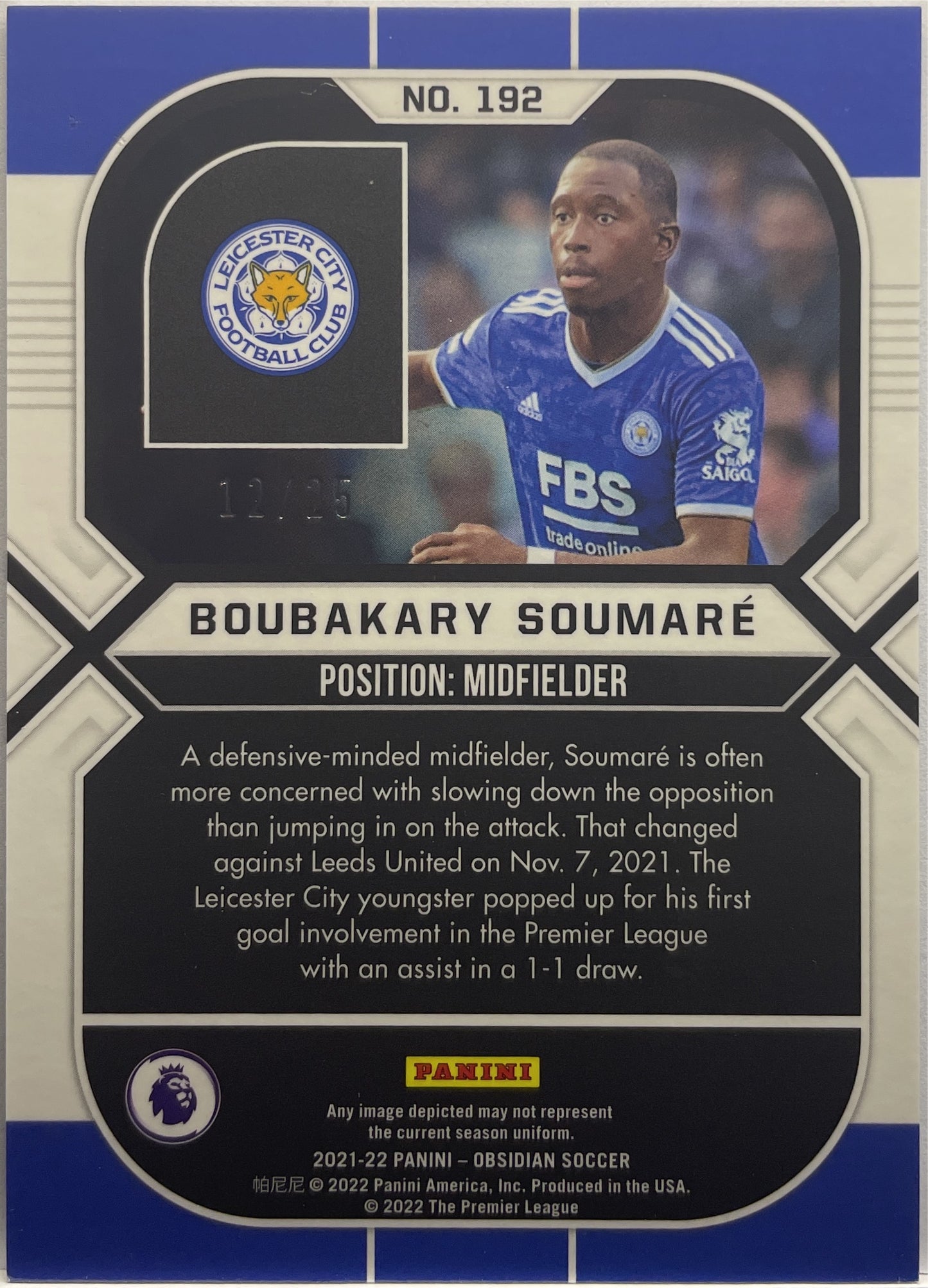 Boubakary Soumare 12/25 Rookie Orange Obsidian 2021/22