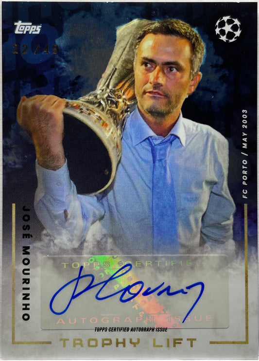 Jose Mourinho 22/49 Autograph Trophy Lift Topps Jose Mourinho Platinum Curated Set 2022