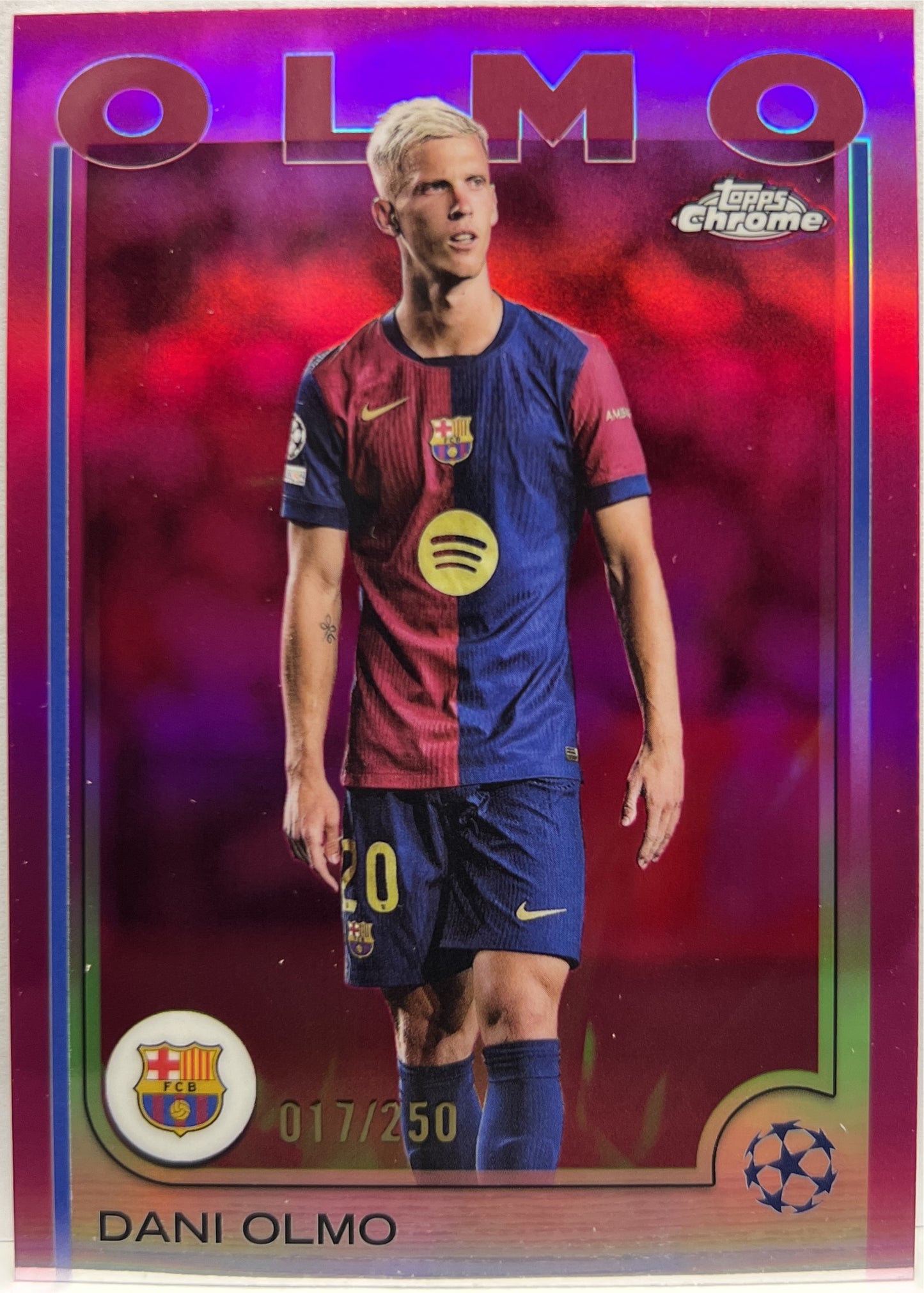 Dani Olmo 17/250 Pink Topps Chrome UCC 2024/25