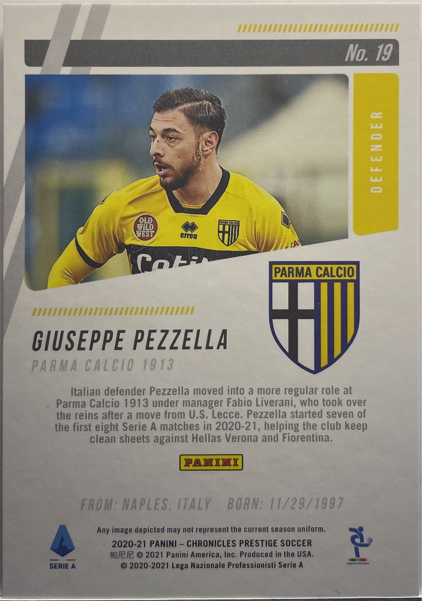 Giuseppe Pezzella 2/23 Rookie Prestige Chronicles 2020/21