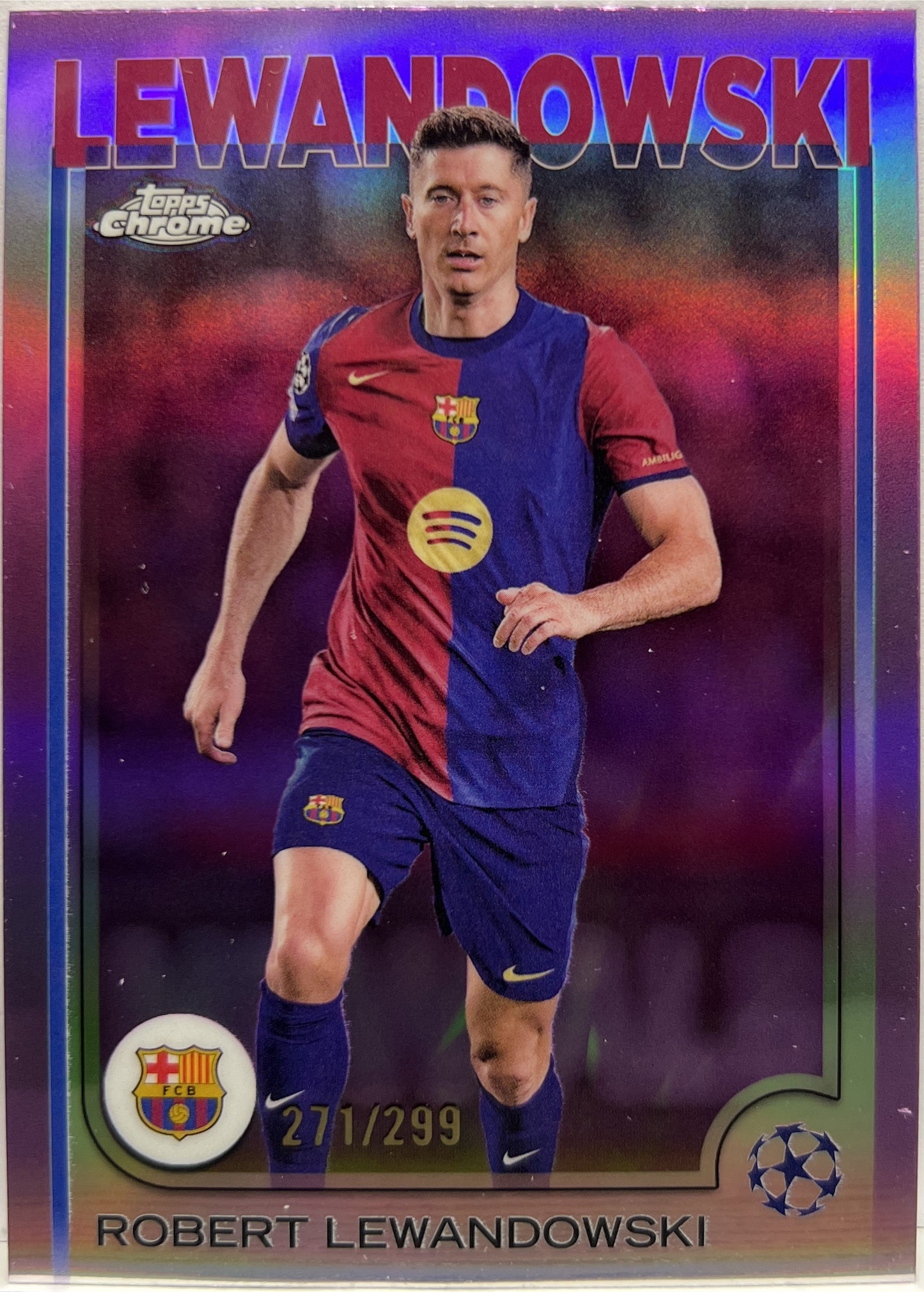 Robert Lewandovski 271/299 Violet Topps Chrome UCC 2024/25