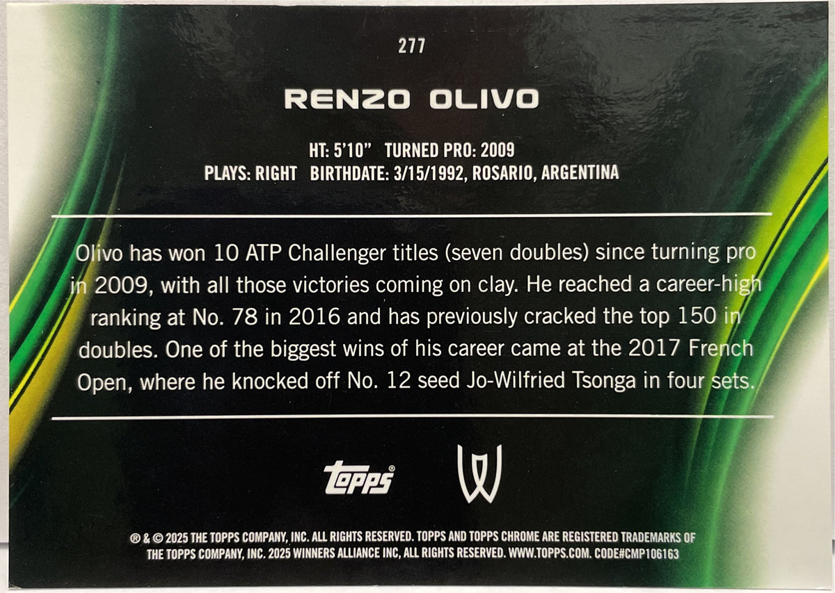 Renzo Olivo 5/5 1ST Red Topps Chrome Tennis 2025