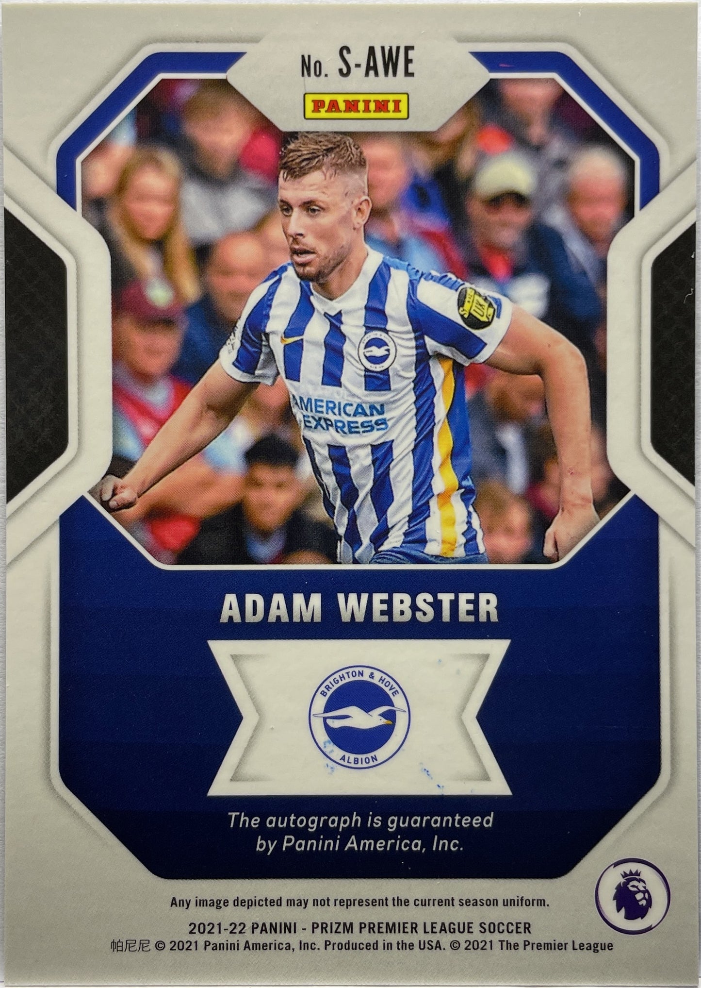 Adam Webster Autograph Prizm Premier League 2021/22