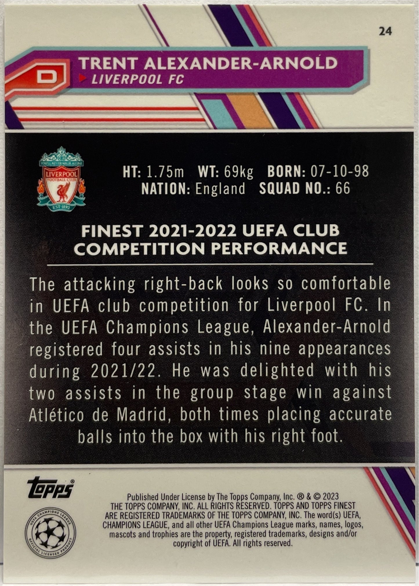 Trent Alexander Arnold 81/99 Green Topps Finest UCC 2022/23