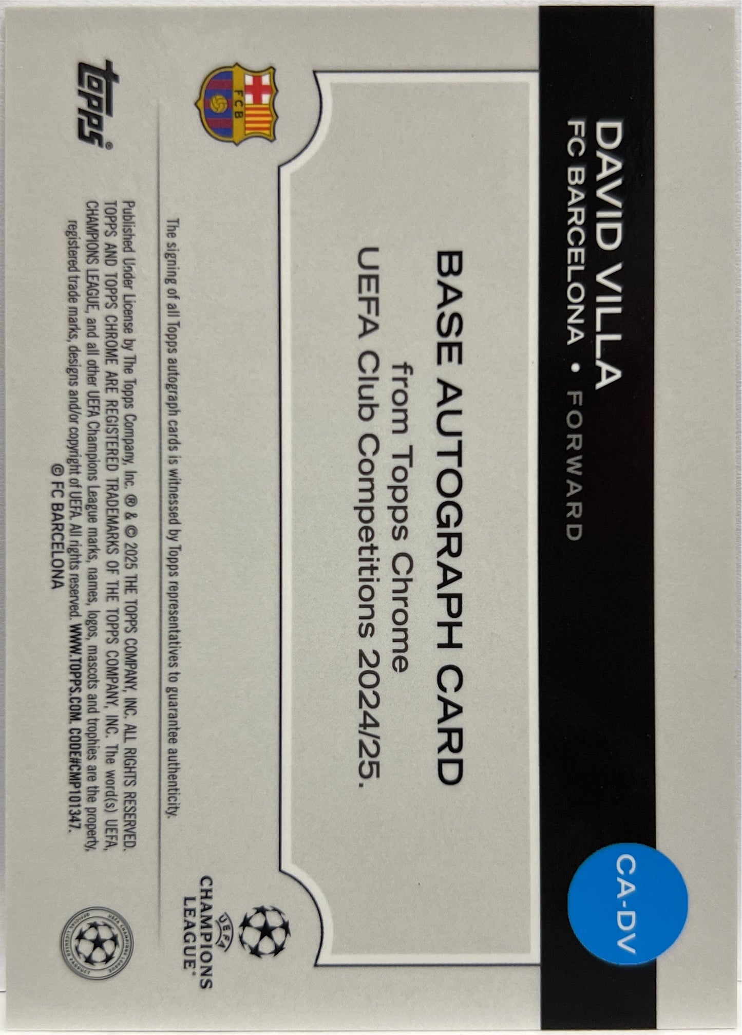 David Villa 2/75 Autograph Magenta Lava Topps Chrome UCC 2024/25