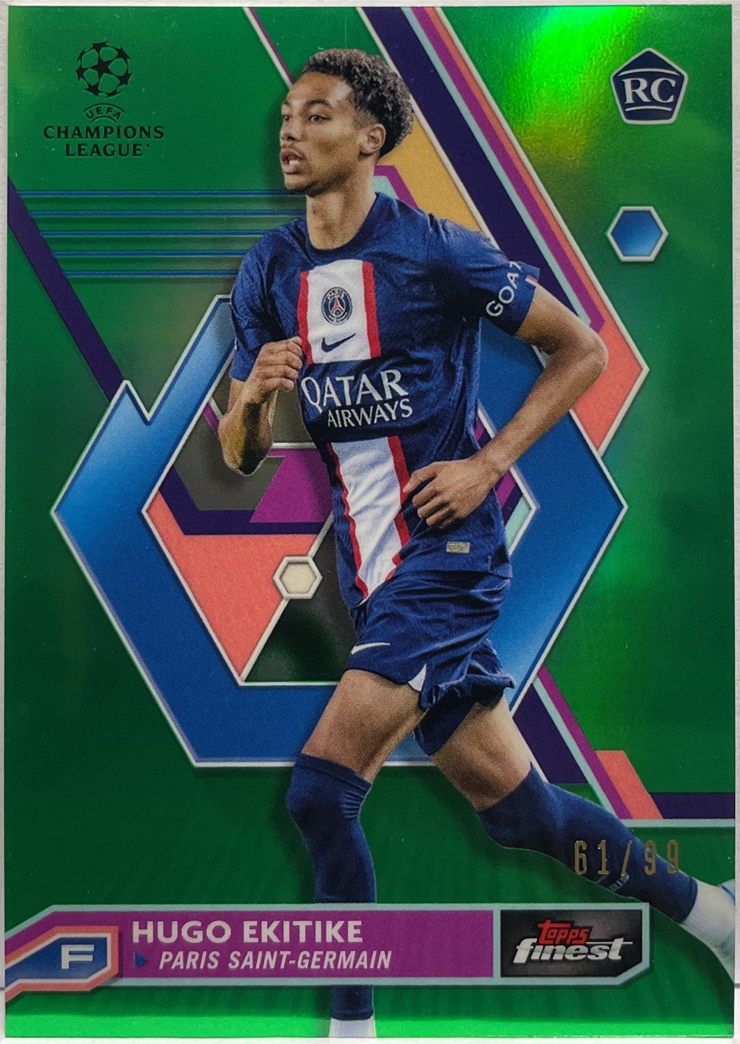 Hugo Ekitike 61/99 Rookie Green Topps Finest UCC 2022/23