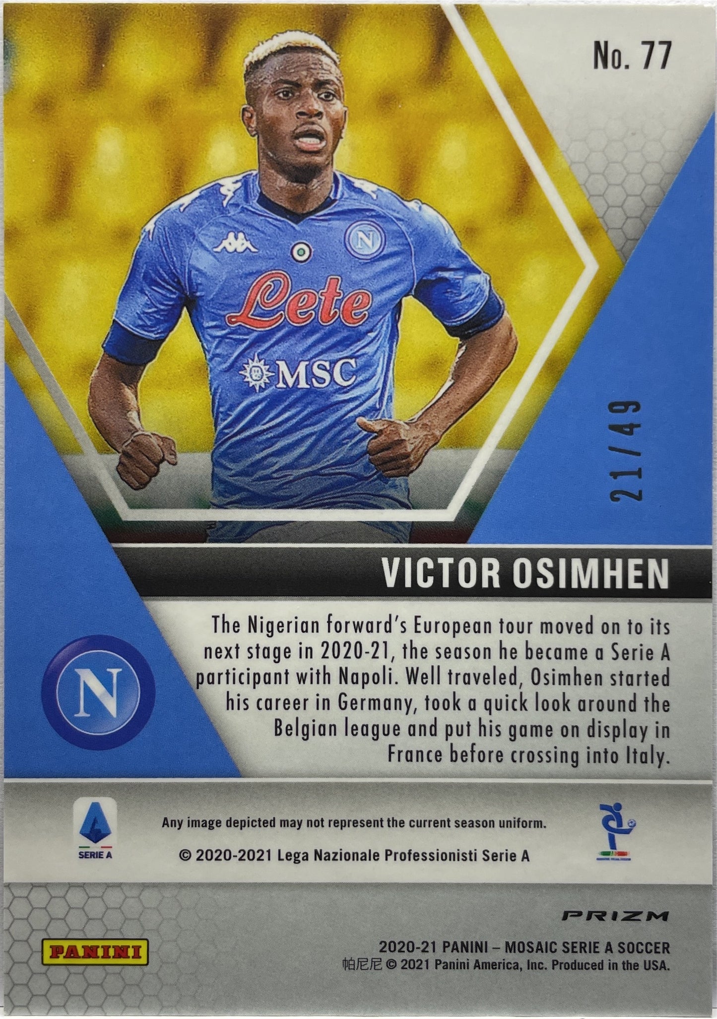 Victor Osimhen 21/49 Rookie Purple Mosaic Serie A 2020/21