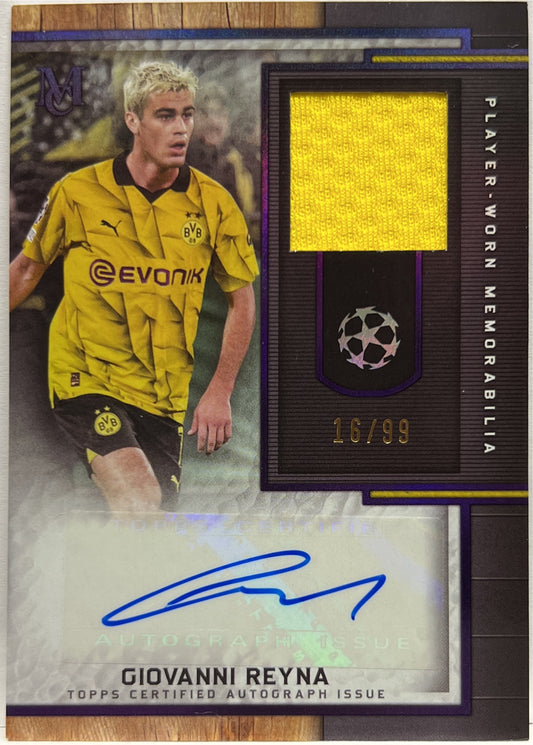 Giovanni Reyna 16/99 Patch Autograph Topps Museum 2022/23