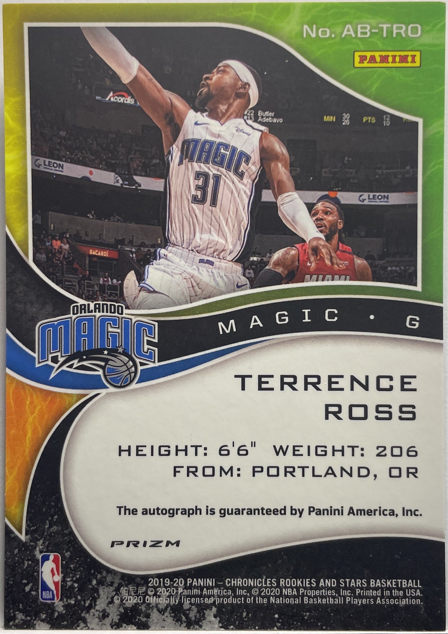 Terrence Ross Autograph Airborne Chronicles Basketball 2019/2020