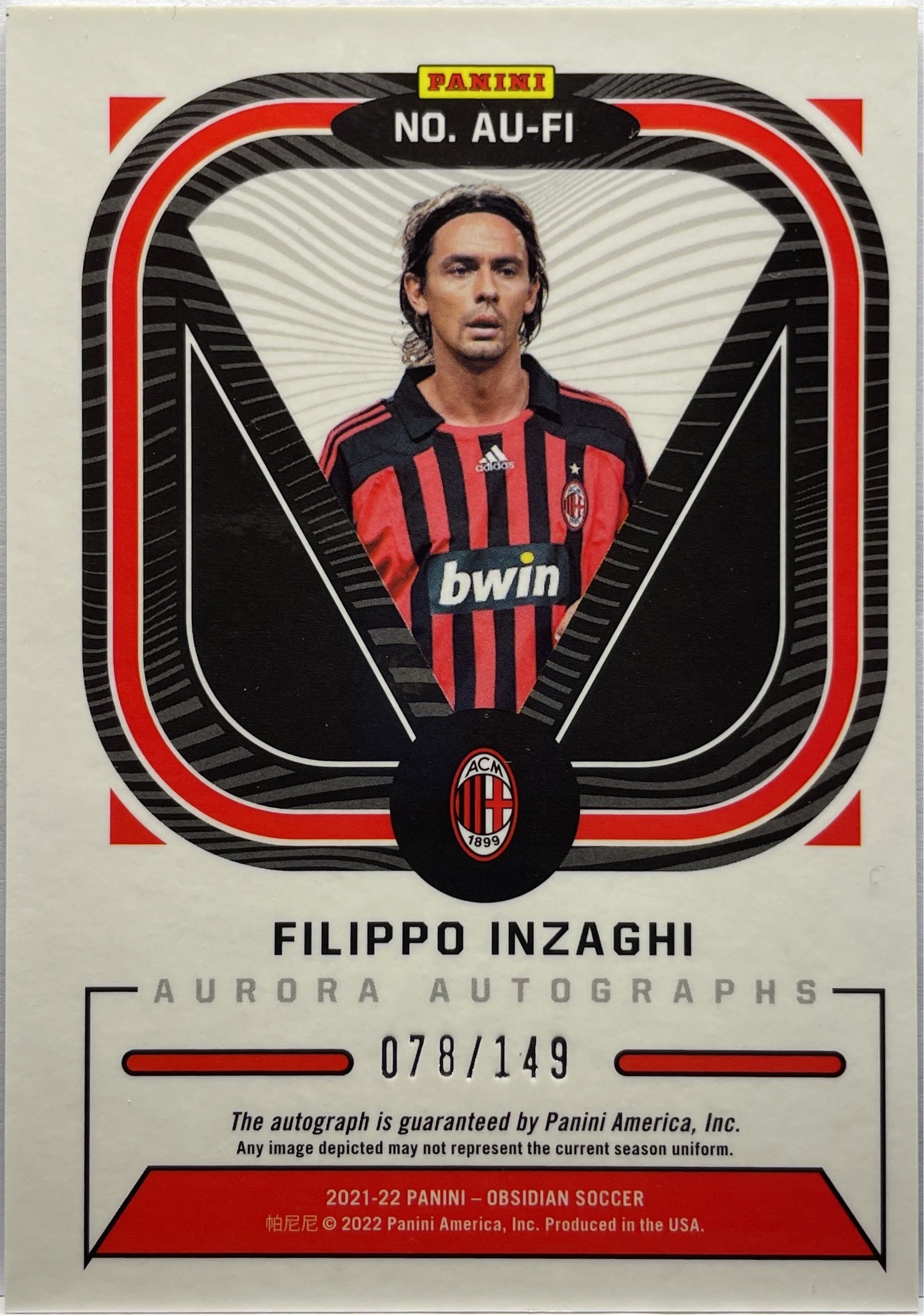 Filippo Inzaghi 78/149 Autograph Aurora Obsidian 2021/22