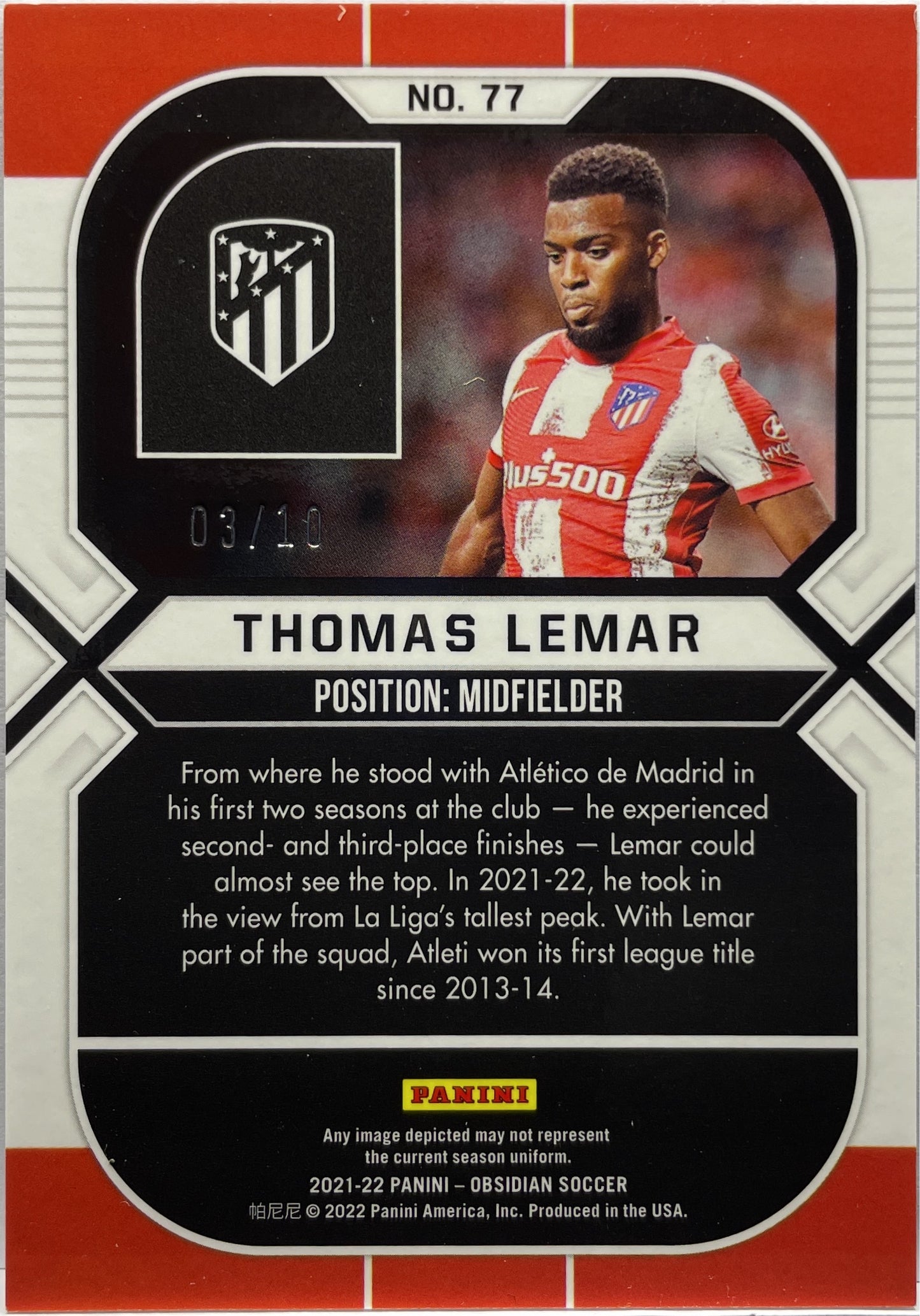 Thomas Lemar 3/10 Electric Neon Yellow Obsidian 2021/22