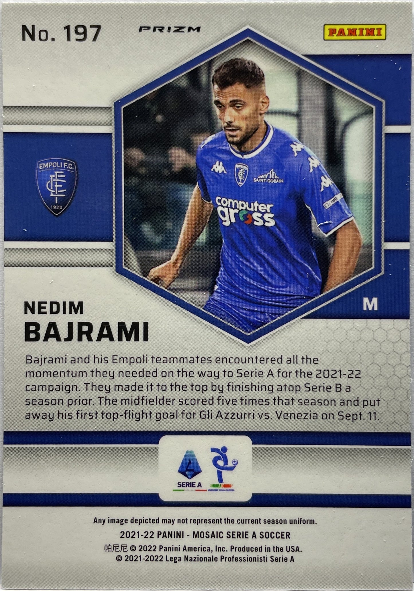 Nedim Bajrami Rookie Peacock Mosaic Serie A 2021/22