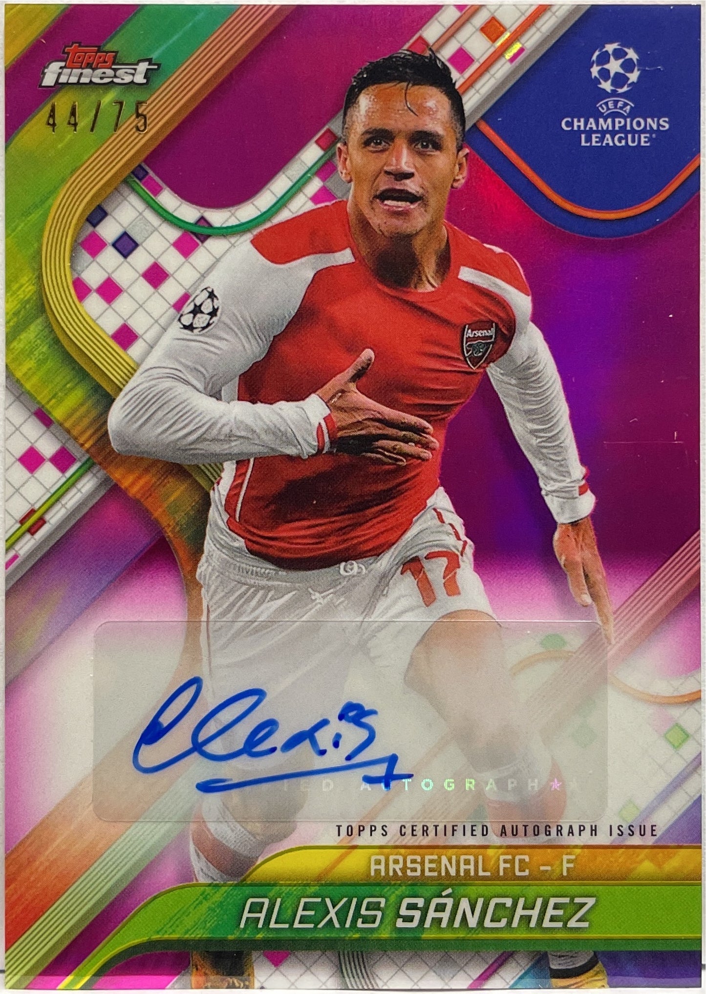 Alexis Sanchez 44/75 Autograph Magenta Topps Finest UCC 2024/25