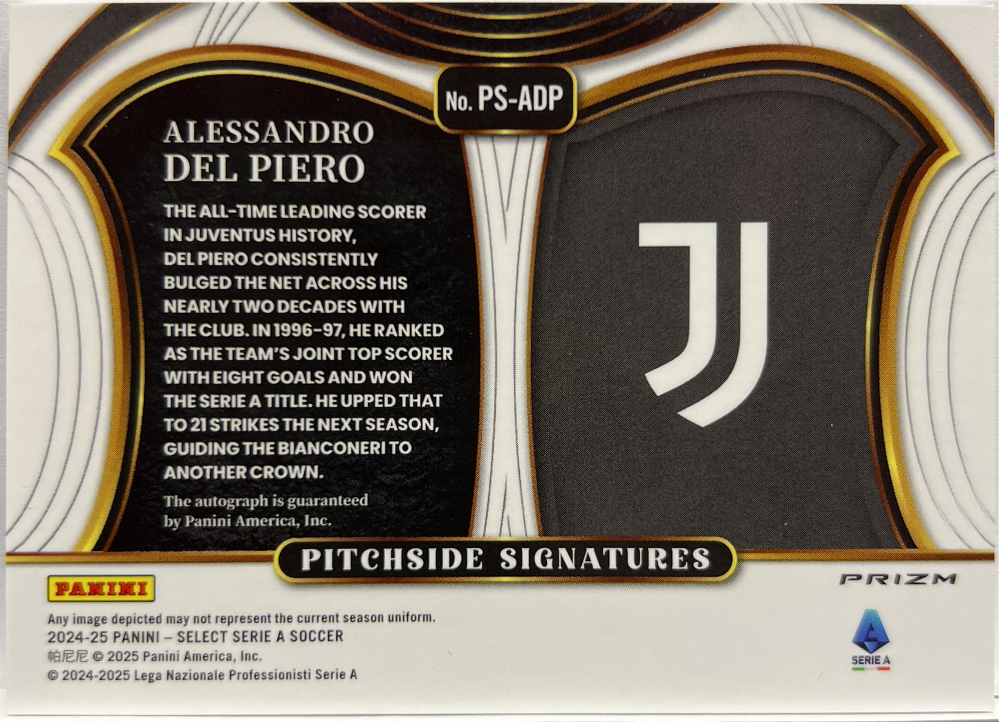 Alessandro Del Piero Autograph Pitchside Signatures Select Serie A 2024/25 .2