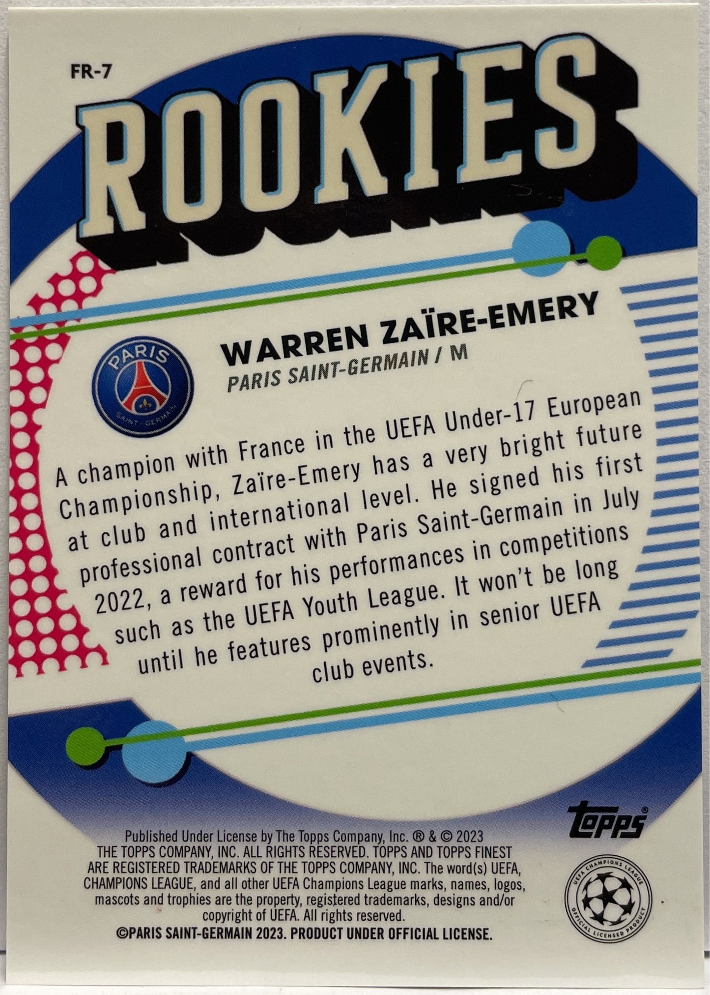 Warren Zaire Emery 8/75 Rookie Rookies Rose Topps Finest UCC 2022/23