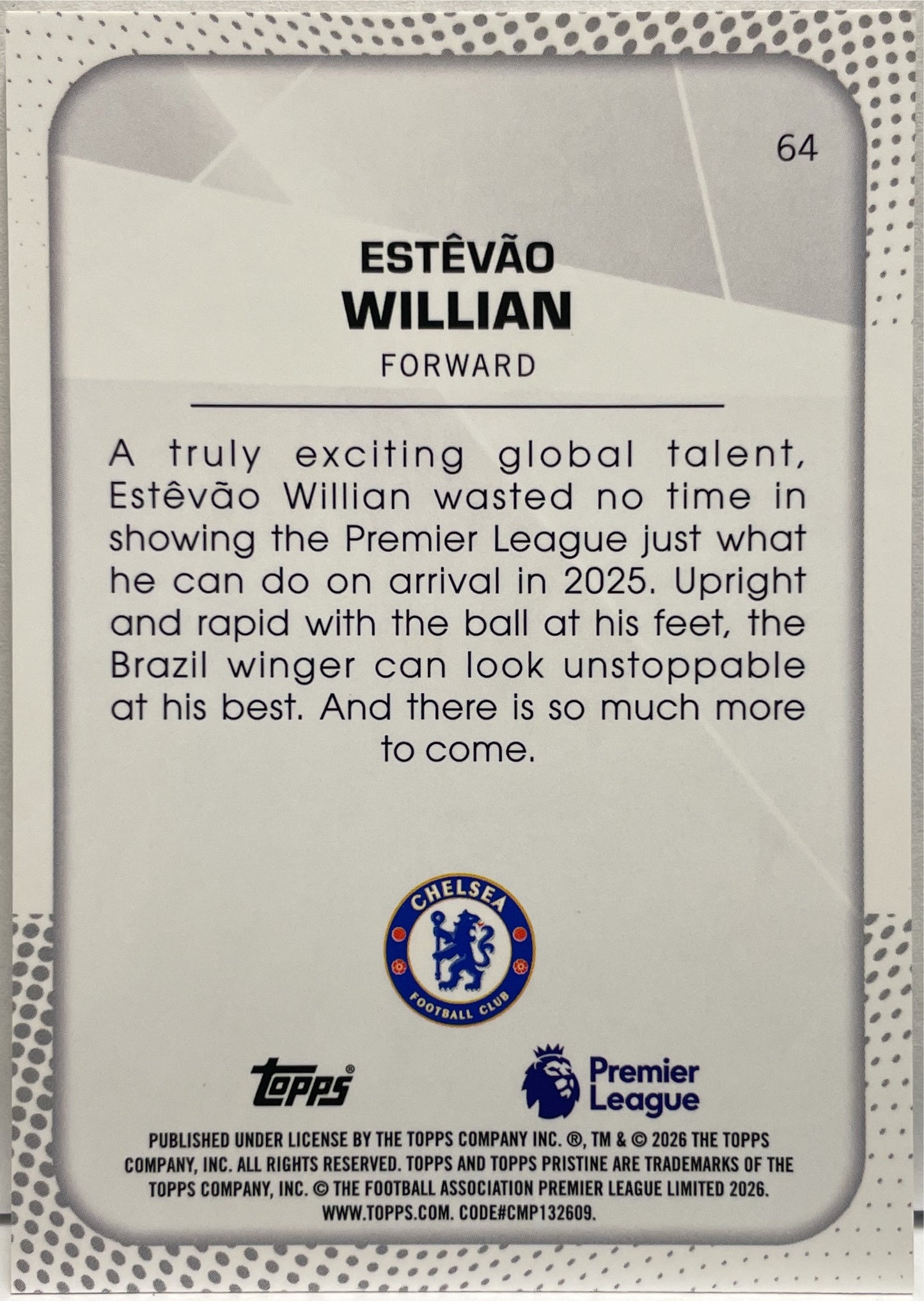 Estevao Wilian Rookie Topps Pristine EPL Premier League 2025/26
