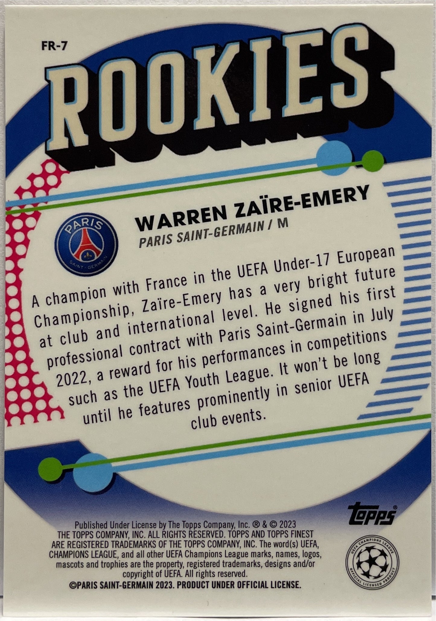 Warren Zaire Emery 36/299 Rookie Rookies Purple Topps Finest UCC 2022/23