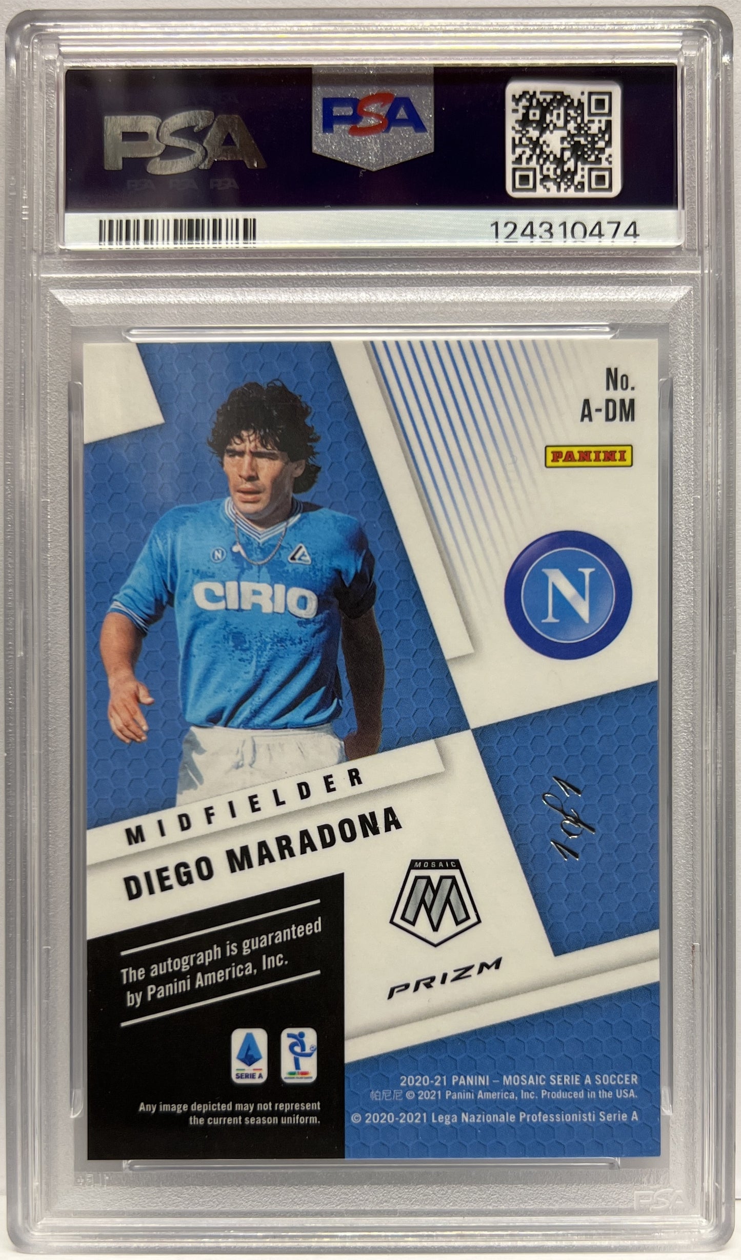 Diego Maradona 1/1 Autograph Black Mosaic Serie A 2020/21 PSA 6