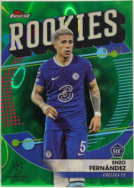 Enzo Fernandez 61/99 Rookie Rookies Green Lava Topps Finest UCC 2022/23