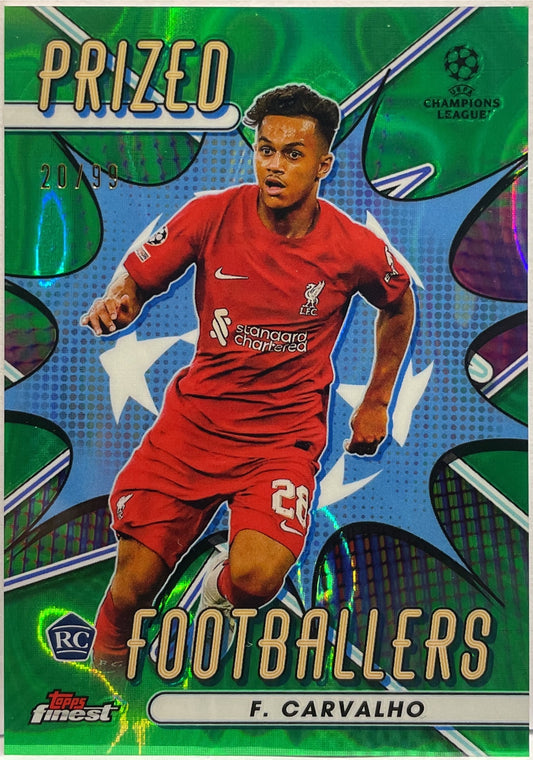 Fabio Carvalho 20/99 Rookie Prized Footballers Green Lava Topps Finest UCC 2022/23