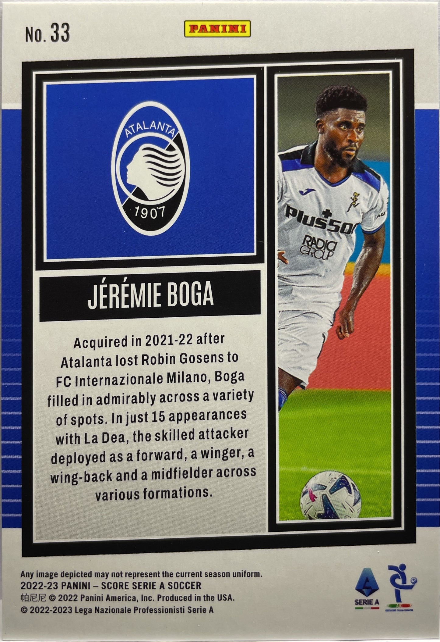 Jeremie Boga 45/60 Blue Laser Score Serie A 2022/23