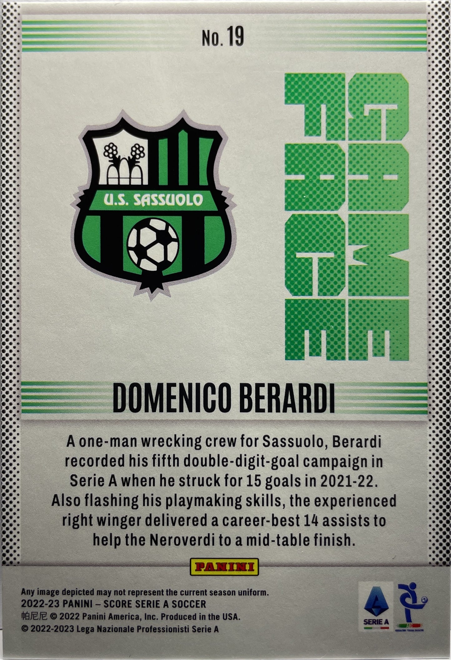 Domenico Berardi Game Face Score Serie A 2022/23