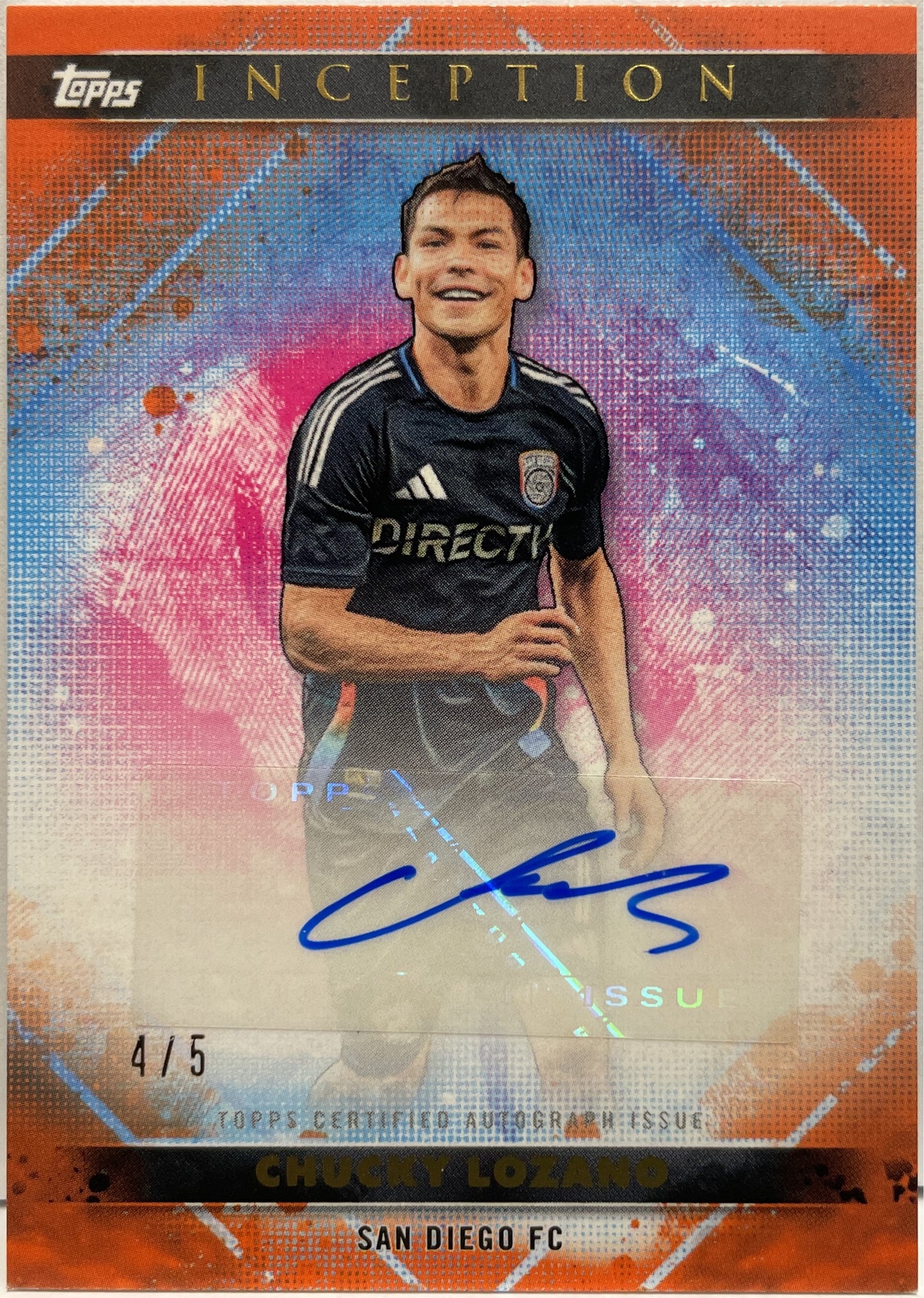 Chucky Lozano 4/5 Autograph Orange Topps Inception MLS 2025
