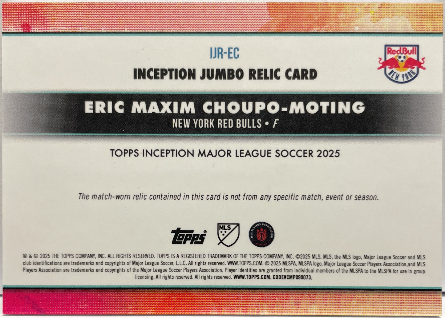 Eric Maxim Choupo Moting 41/49 Patch Worn Jumbo Relic Blue Topps Inception MLS 2025