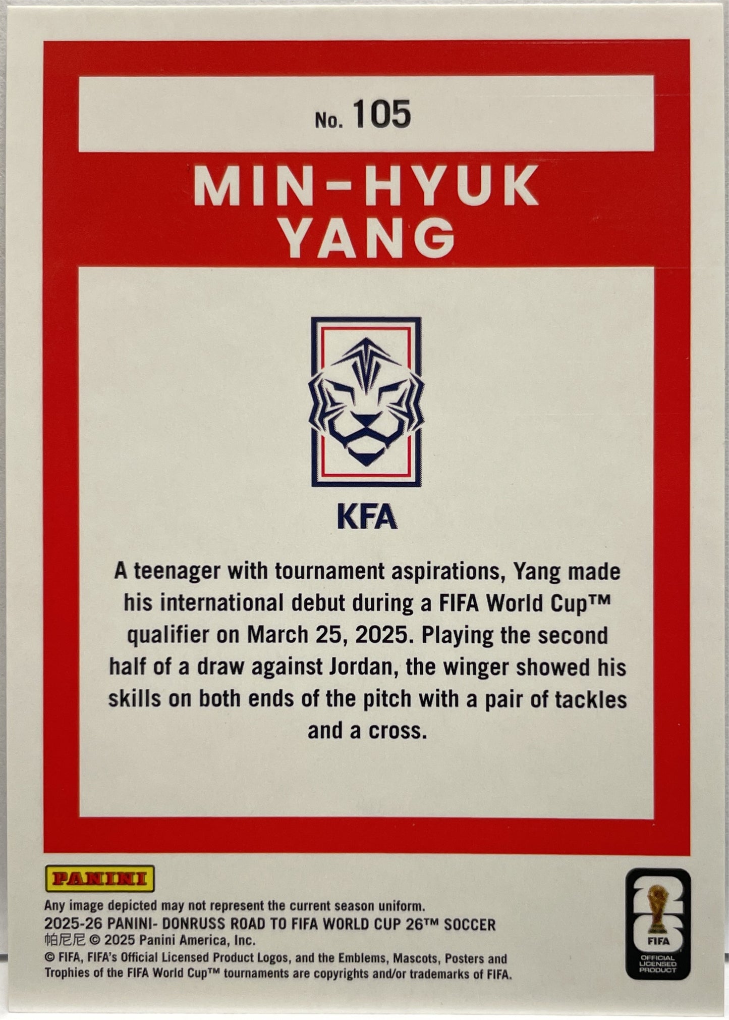 Min Hyuk Yang 93/199 Teal Donruss Fifa 2025/26