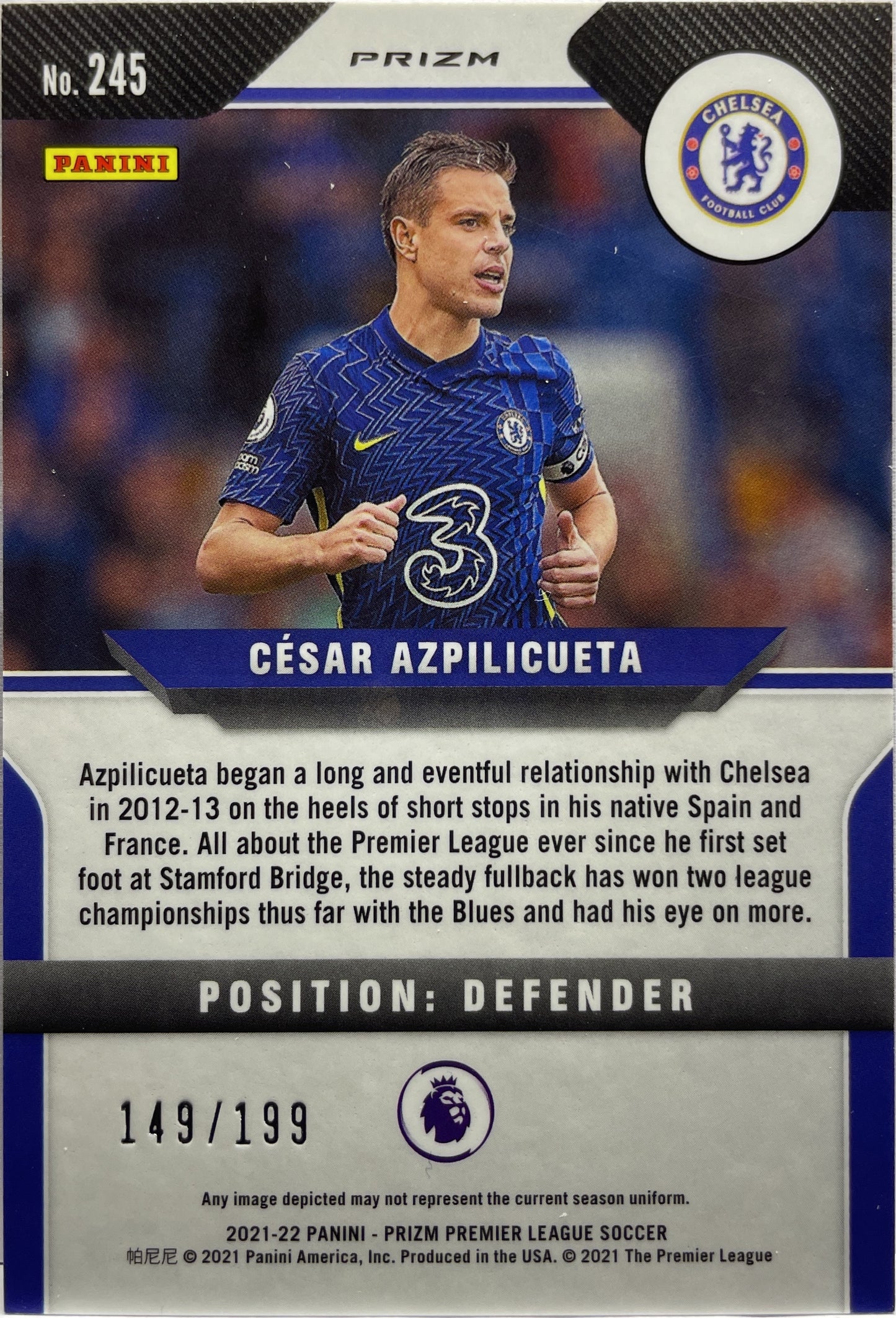 Cesar Azpilicueta 149/199 Red Prizm League 2021/22