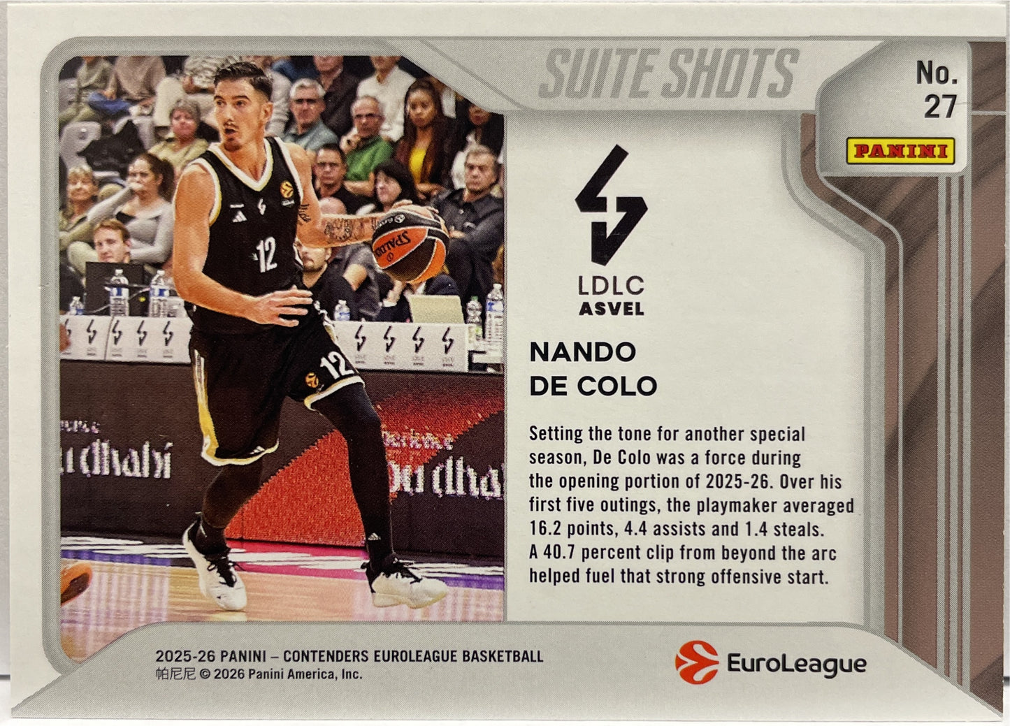 Nando De Colo Suite Shots Panini Contenders Basketball Euroleague 2025/26