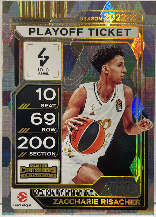 Zaccharie Risacher 25/99 Playoff Ticket Panini Contenders Basketball Euroleague 2025/26