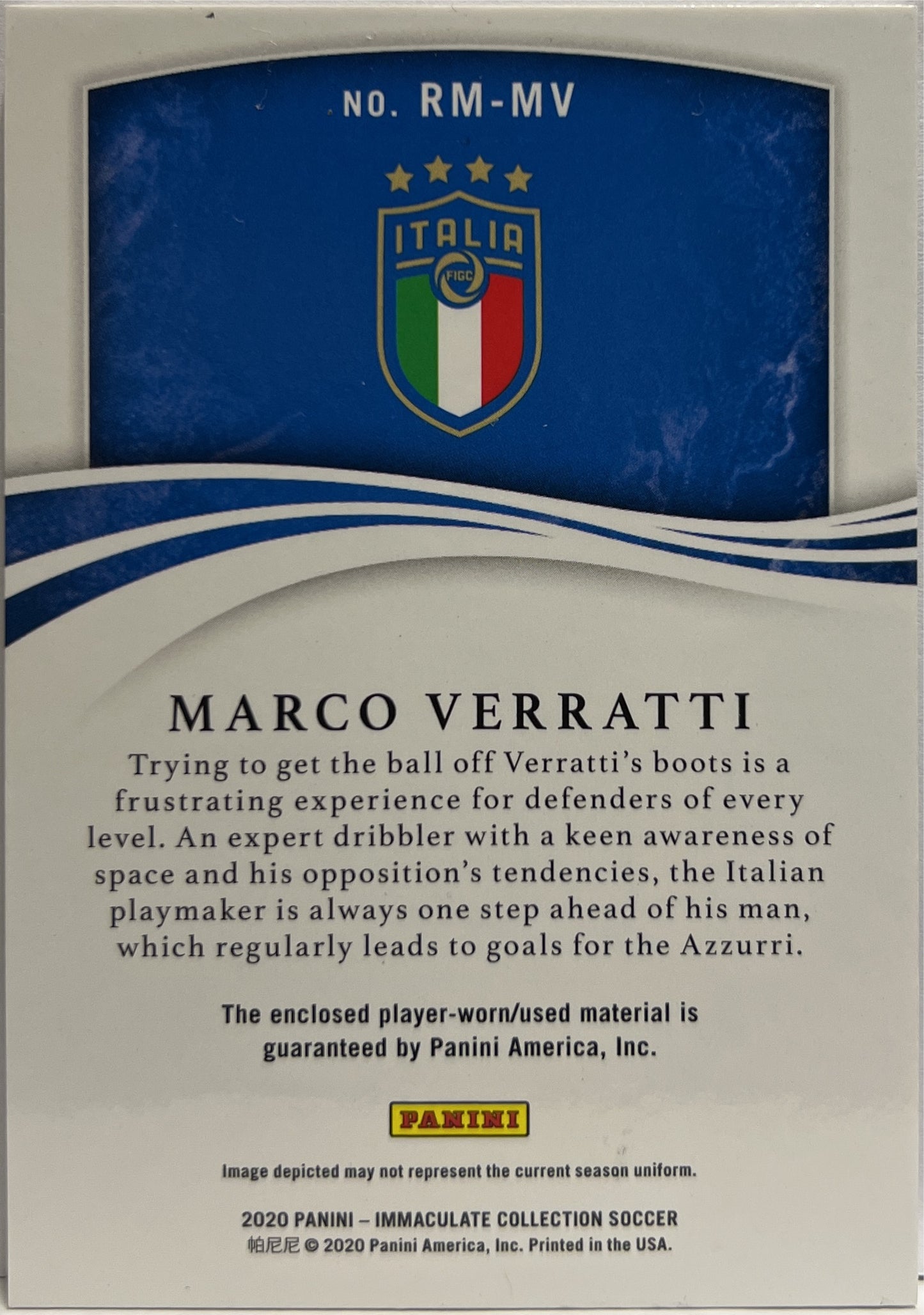 Marco Verratti 23/25 Patch Worn Remarkable Immaculate Collection 2020