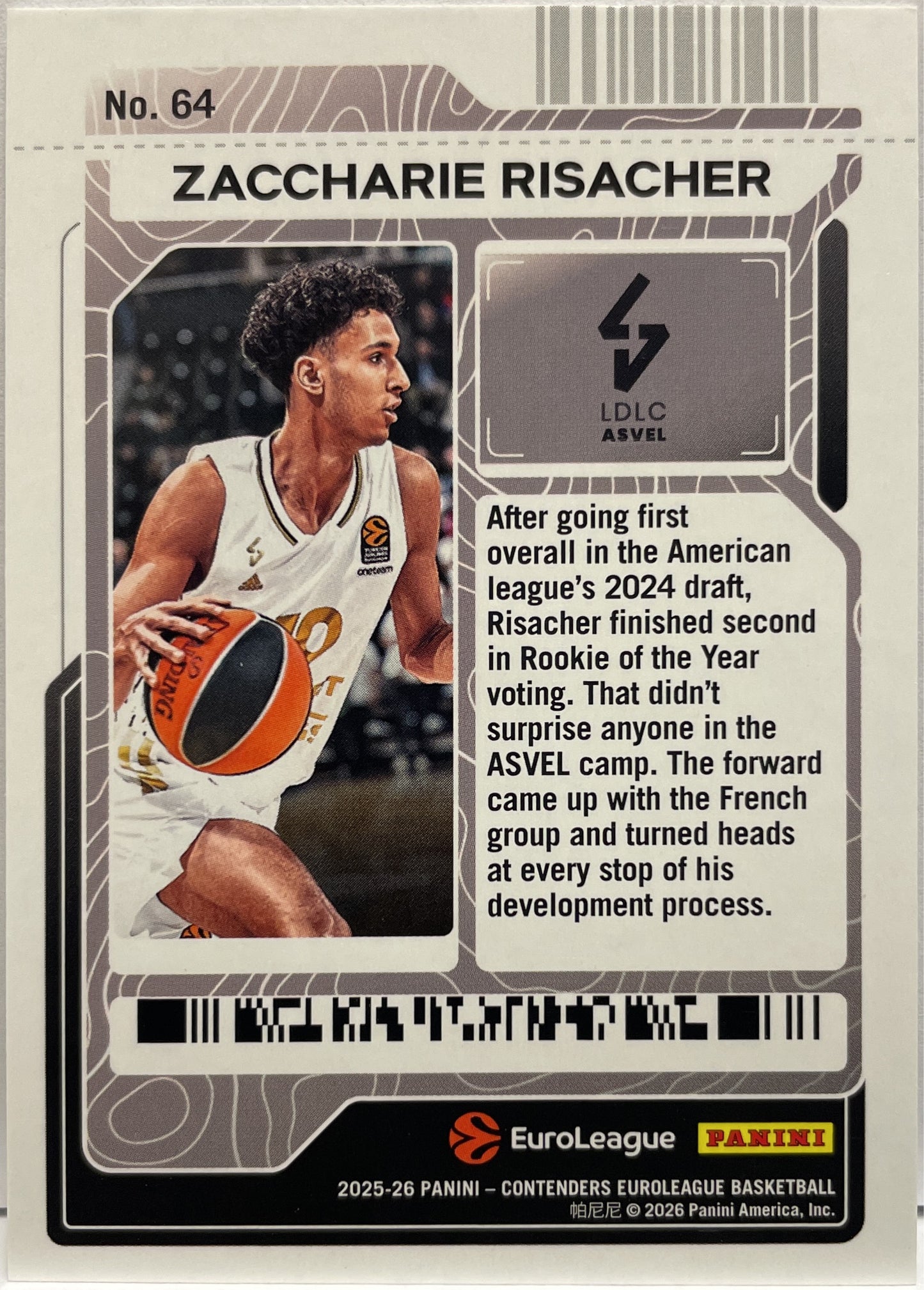 Zaccharie Risacher 25/99 Playoff Ticket Panini Contenders Basketball Euroleague 2025/26