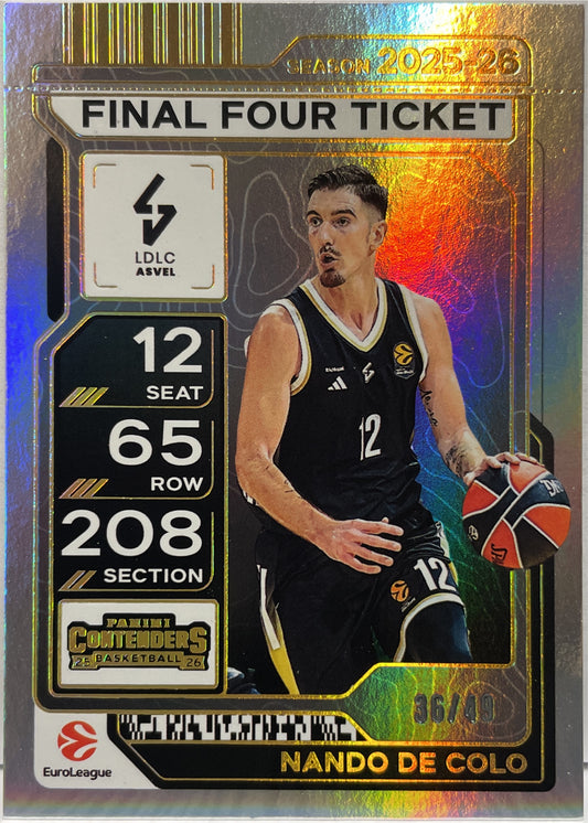 Nando De Colo 36/49 Final Four Ticket Panini Contenders Basketball Euroleague 2025/26